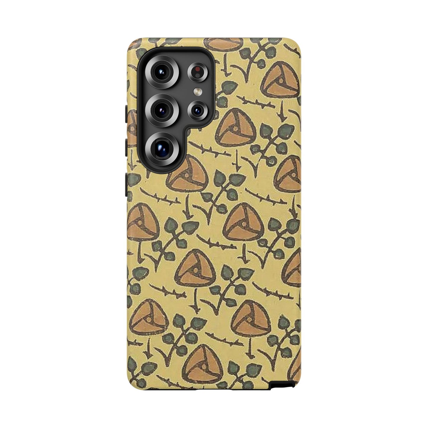 花柄タフスマホケース - 着物や帯で使用されている模様、アウトドア愛好家のためのヴィンテージナチュラルデザイン
