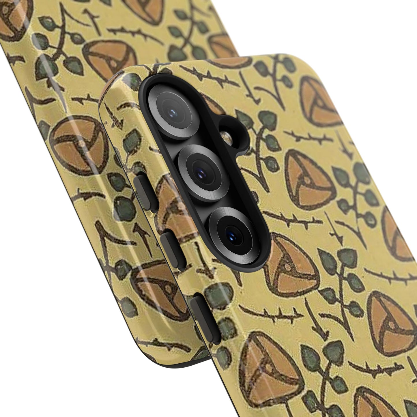 花柄タフスマホケース - 着物や帯で使用されている模様、アウトドア愛好家のためのヴィンテージナチュラルデザイン