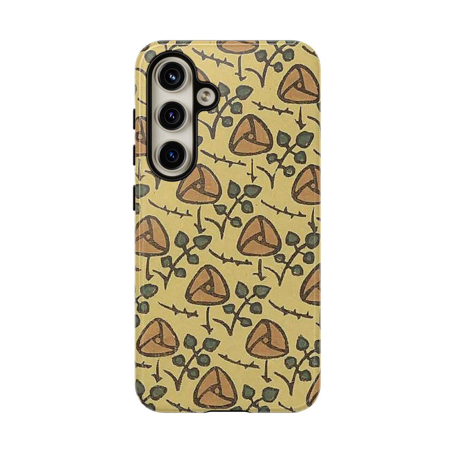 花柄タフスマホケース - 着物や帯で使用されている模様、アウトドア愛好家のためのヴィンテージナチュラルデザイン