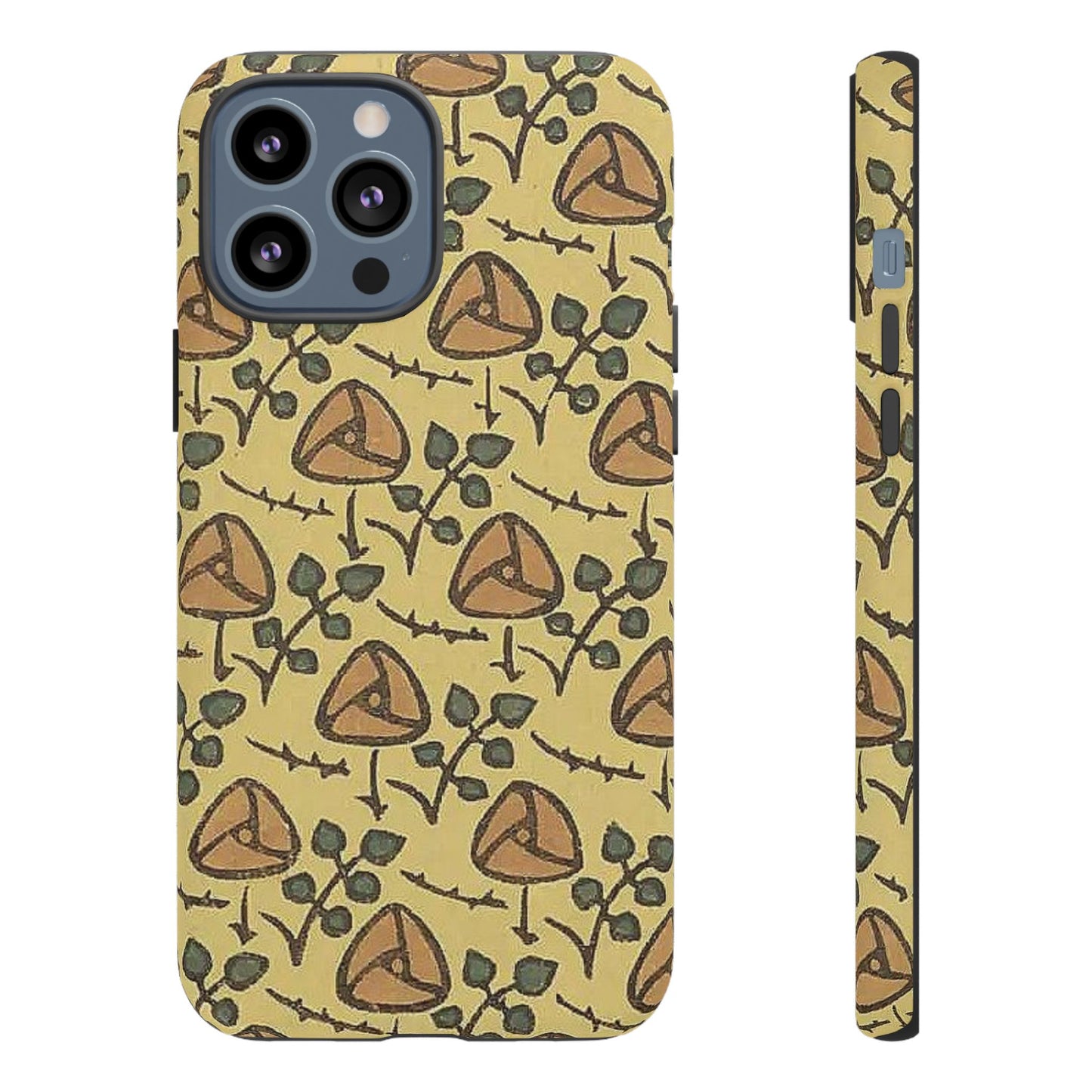 花柄タフスマホケース - 着物や帯で使用されている模様、アウトドア愛好家のためのヴィンテージナチュラルデザイン