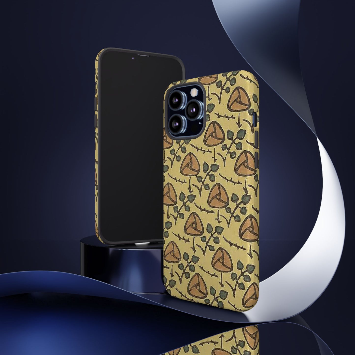 花柄タフスマホケース - 着物や帯で使用されている模様、アウトドア愛好家のためのヴィンテージナチュラルデザイン