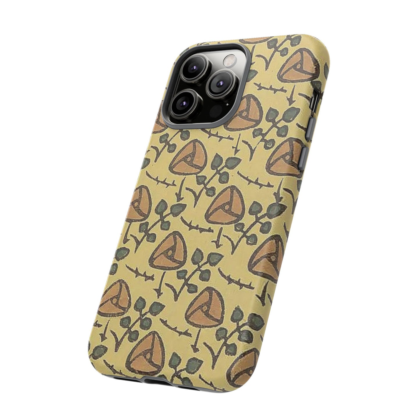 花柄タフスマホケース - 着物や帯で使用されている模様、アウトドア愛好家のためのヴィンテージナチュラルデザイン