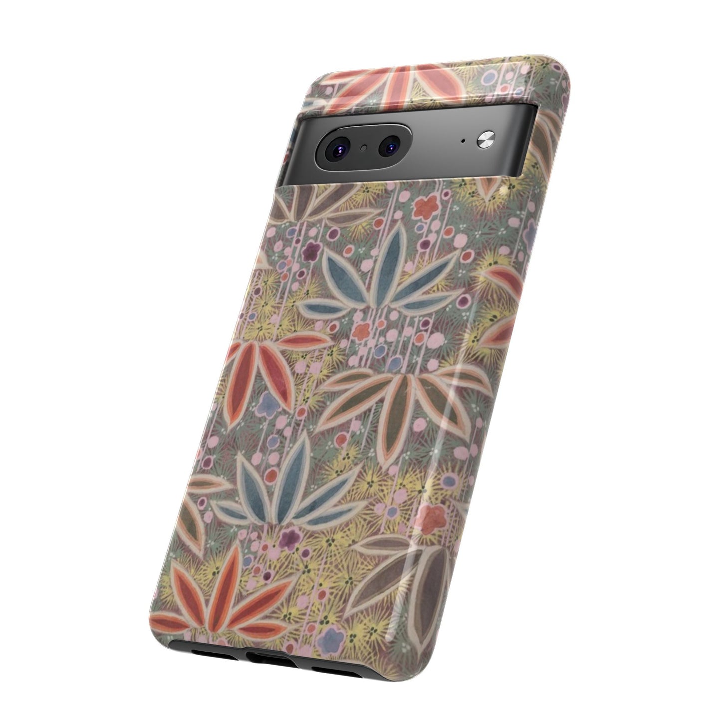 和柄、日本の伝統文様、植物柄、着物や帯などに用いられた模様のスマホケース