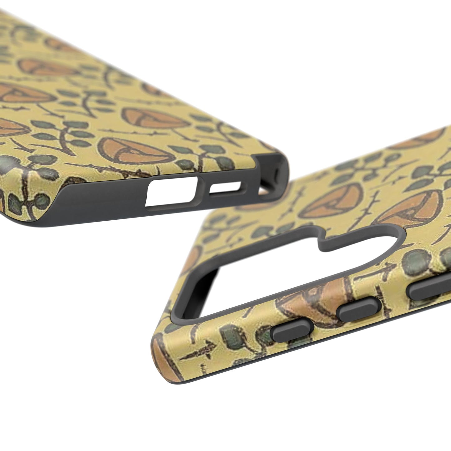 花柄タフスマホケース - 着物や帯で使用されている模様、アウトドア愛好家のためのヴィンテージナチュラルデザイン