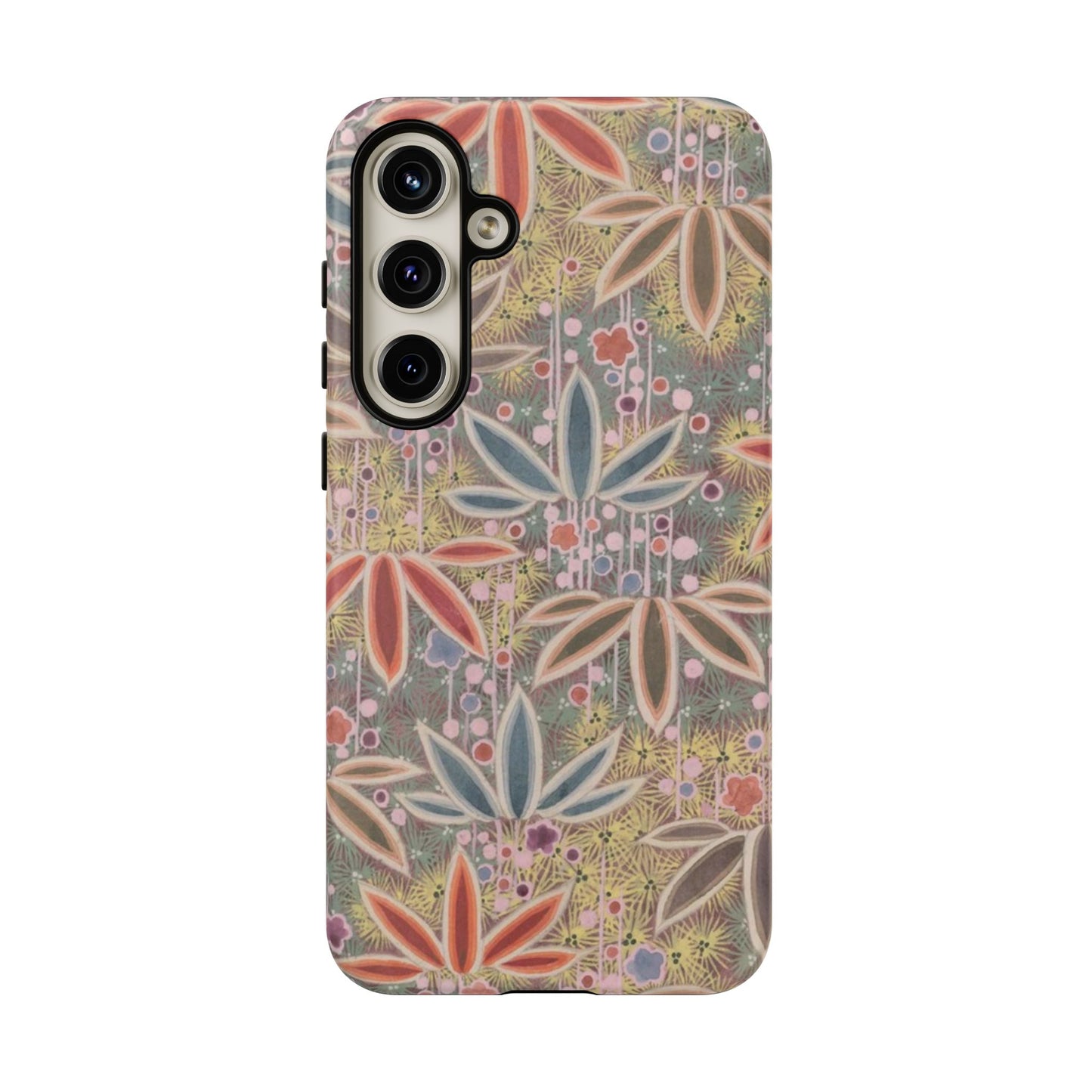 和柄、日本の伝統文様、植物柄、着物や帯などに用いられた模様のスマホケース