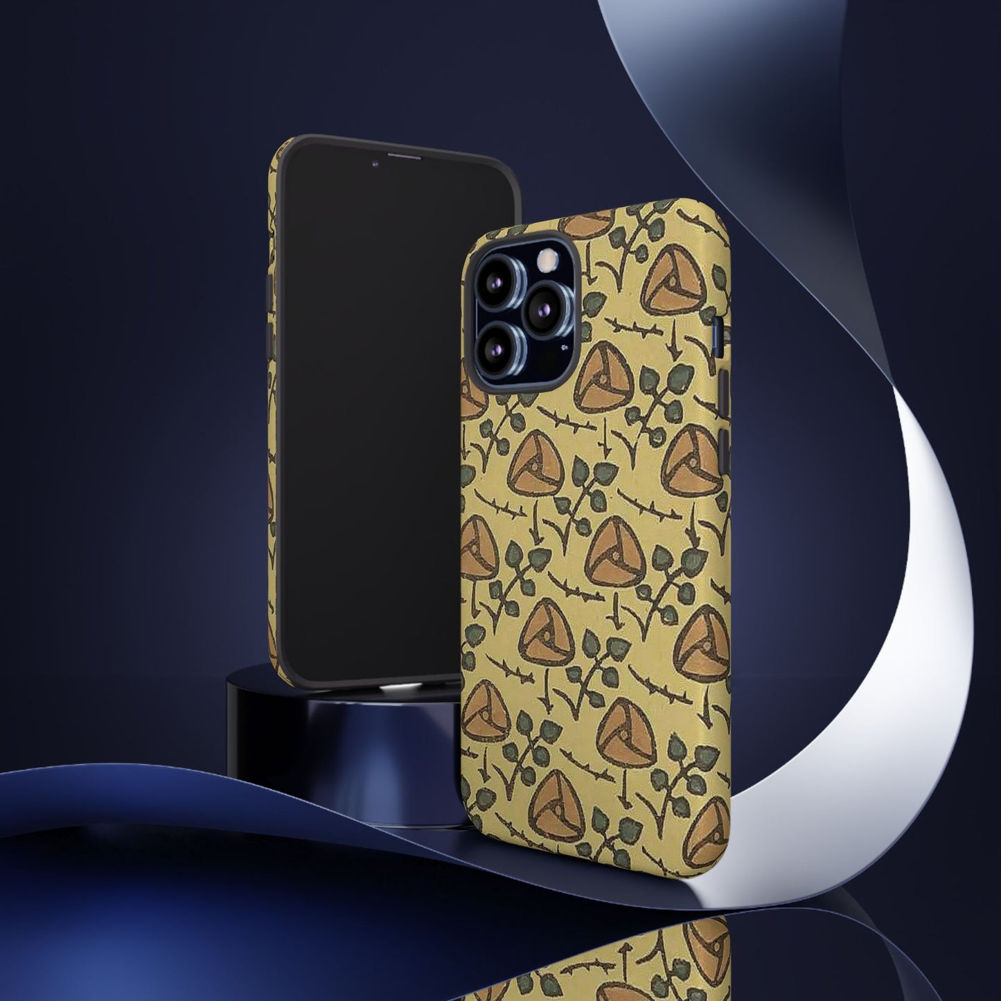 花柄タフスマホケース - 着物や帯で使用されている模様、アウトドア愛好家のためのヴィンテージナチュラルデザイン