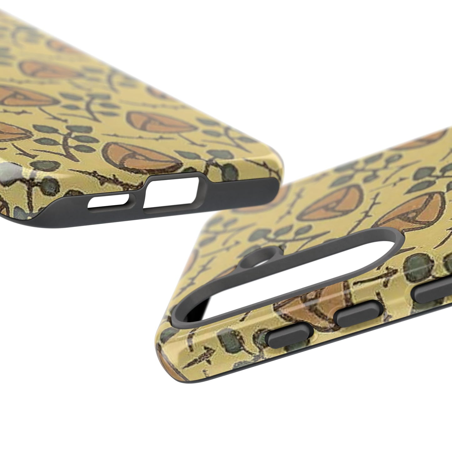 花柄タフスマホケース - 着物や帯で使用されている模様、アウトドア愛好家のためのヴィンテージナチュラルデザイン