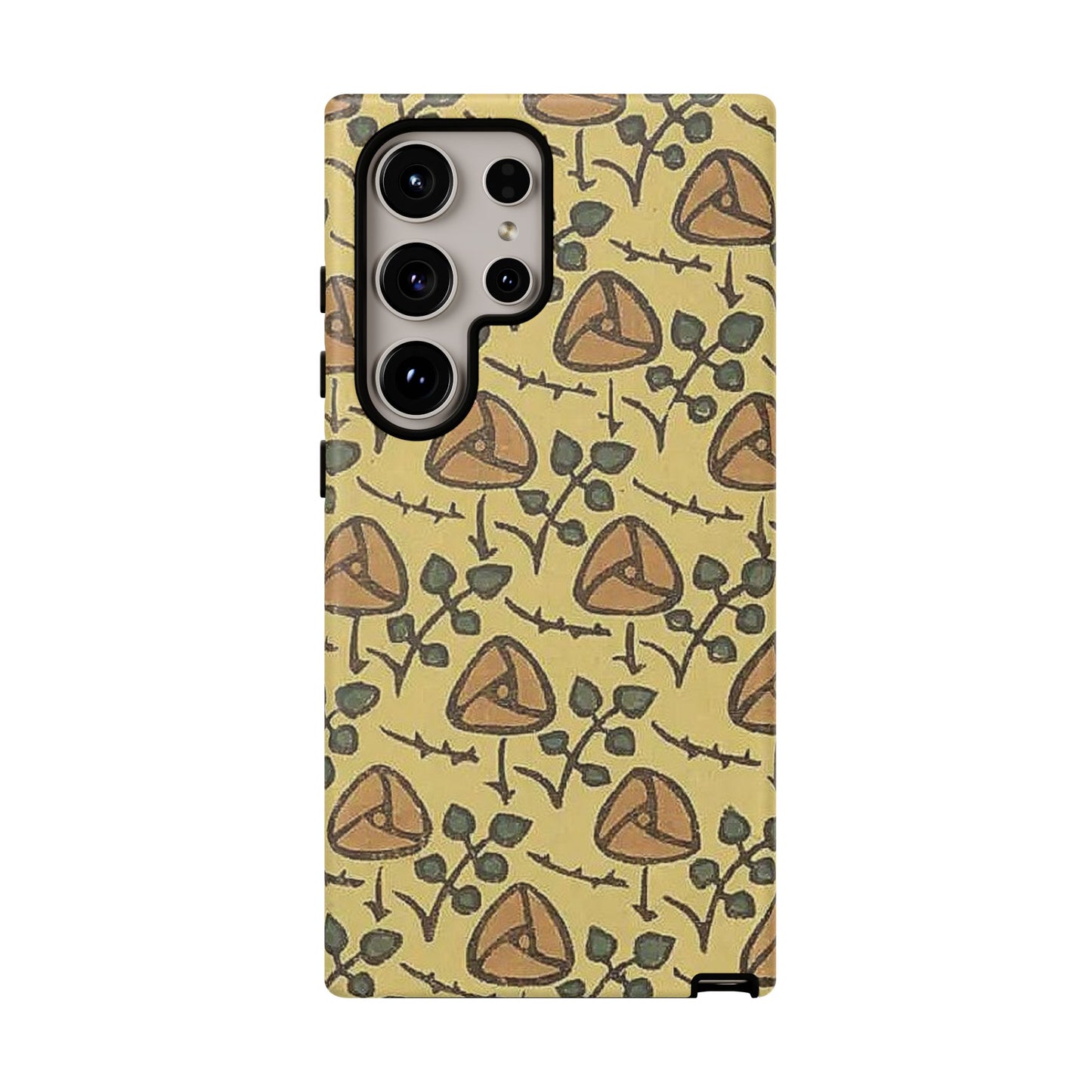 花柄タフスマホケース - 着物や帯で使用されている模様、アウトドア愛好家のためのヴィンテージナチュラルデザイン