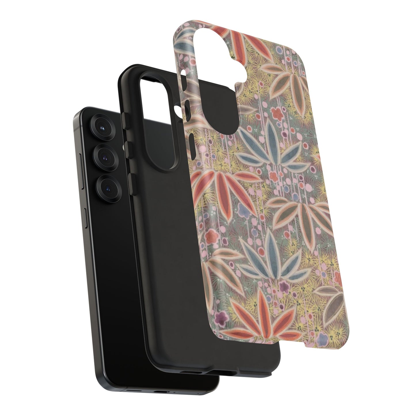 和柄、日本の伝統文様、植物柄、着物や帯などに用いられた模様のスマホケース