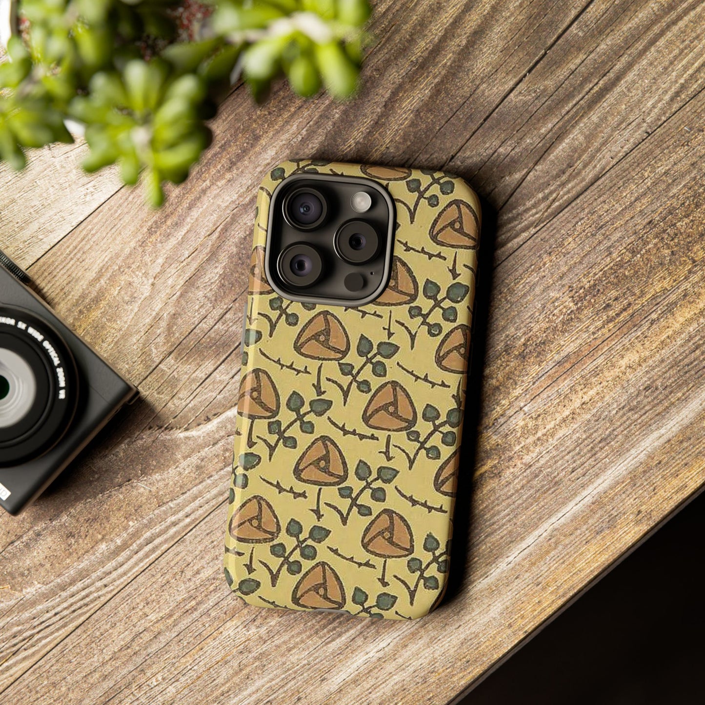 花柄タフスマホケース - 着物や帯で使用されている模様、アウトドア愛好家のためのヴィンテージナチュラルデザイン
