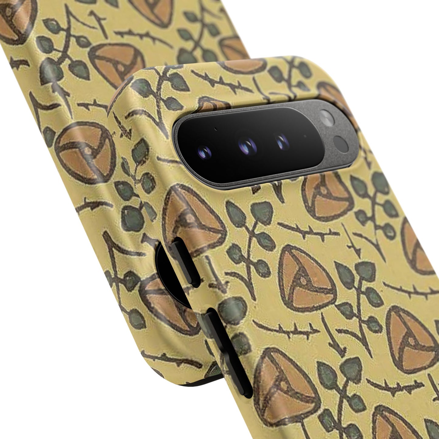 花柄タフスマホケース - 着物や帯で使用されている模様、アウトドア愛好家のためのヴィンテージナチュラルデザイン