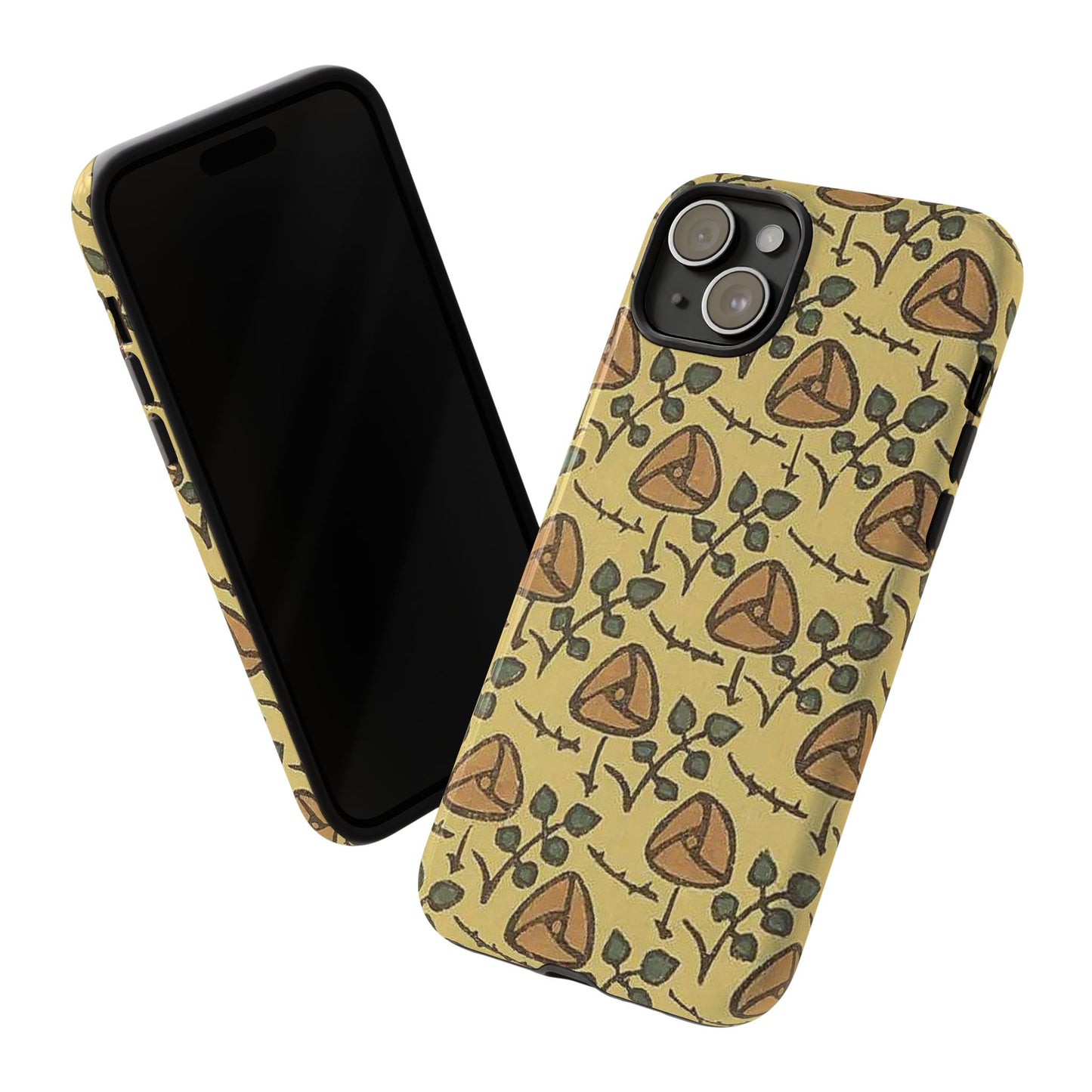 花柄タフスマホケース - 着物や帯で使用されている模様、アウトドア愛好家のためのヴィンテージナチュラルデザイン
