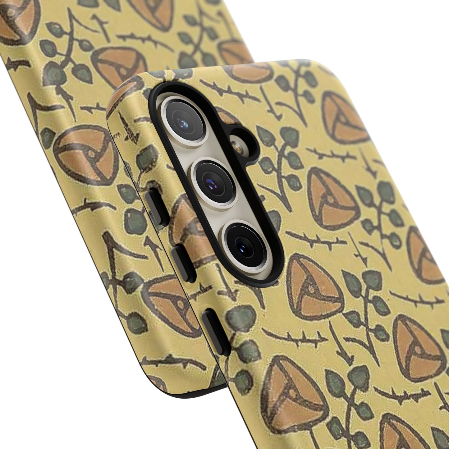 花柄タフスマホケース - 着物や帯で使用されている模様、アウトドア愛好家のためのヴィンテージナチュラルデザイン