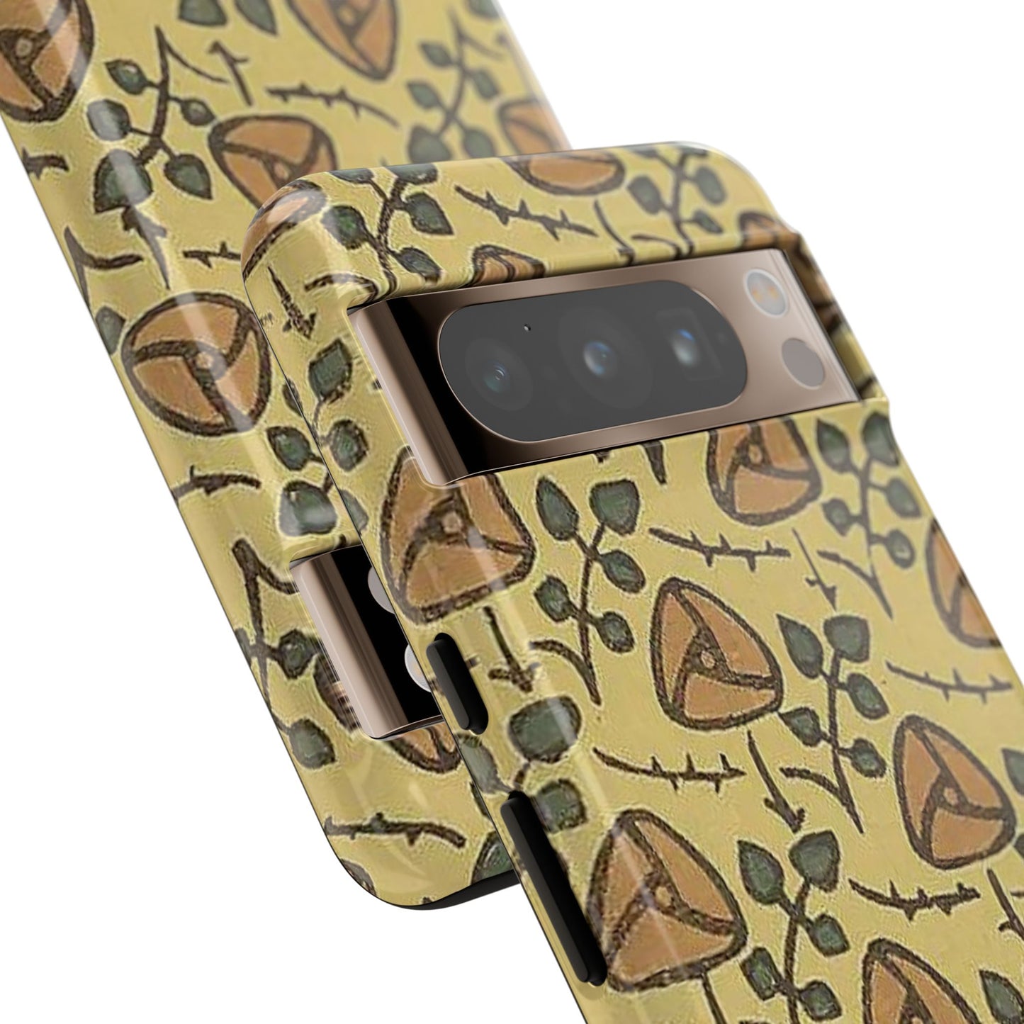花柄タフスマホケース - 着物や帯で使用されている模様、アウトドア愛好家のためのヴィンテージナチュラルデザイン