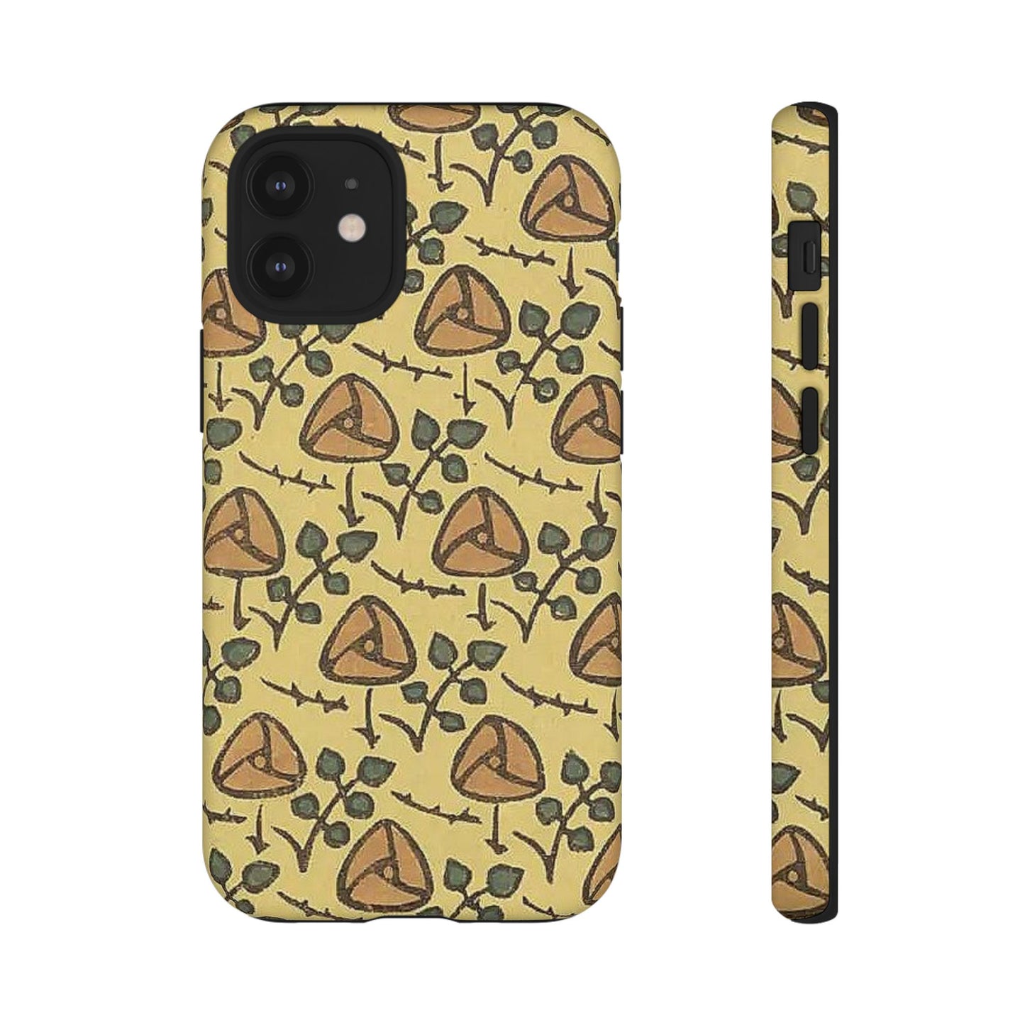 花柄タフスマホケース - 着物や帯で使用されている模様、アウトドア愛好家のためのヴィンテージナチュラルデザイン