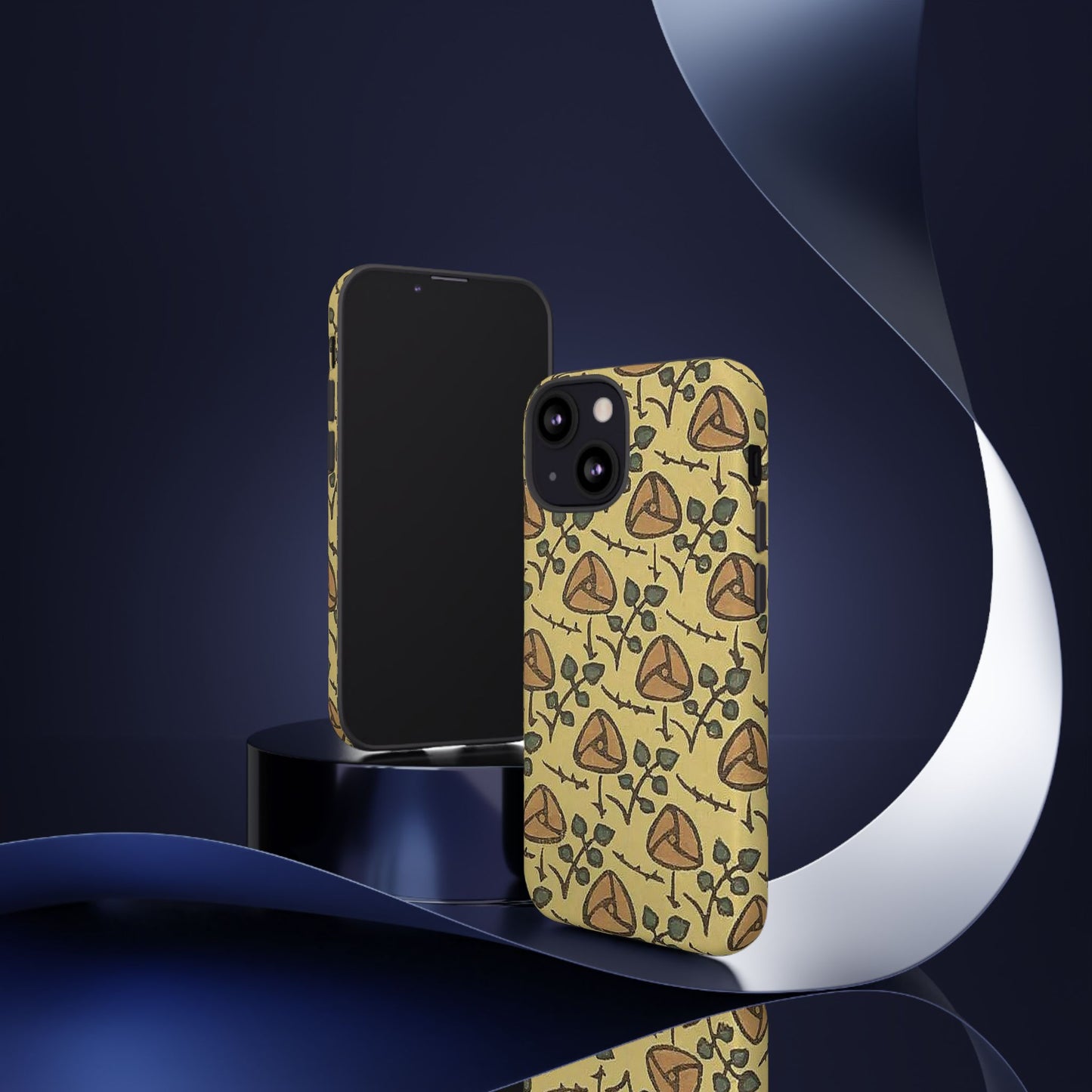 花柄タフスマホケース - 着物や帯で使用されている模様、アウトドア愛好家のためのヴィンテージナチュラルデザイン