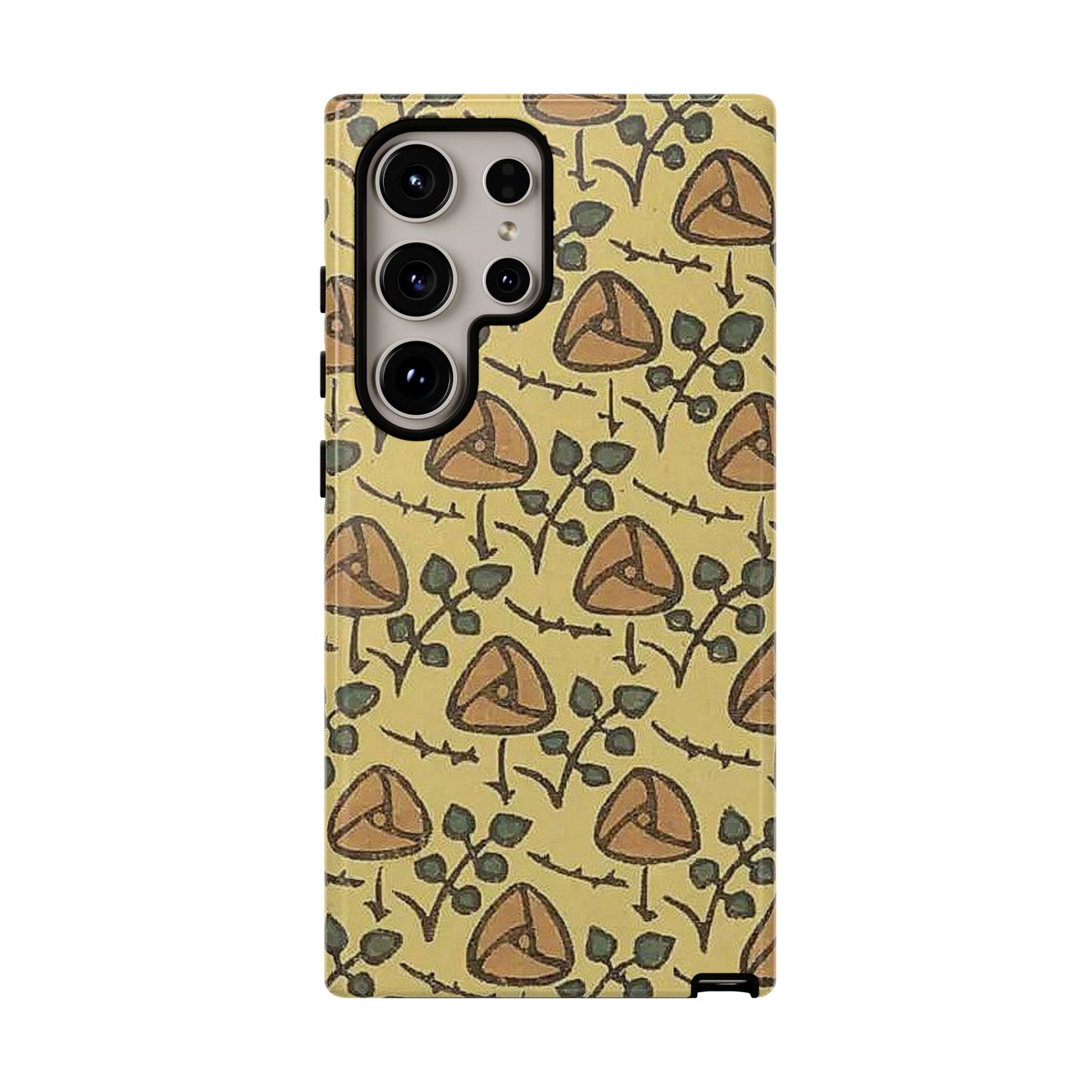 花柄タフスマホケース - 着物や帯で使用されている模様、アウトドア愛好家のためのヴィンテージナチュラルデザイン