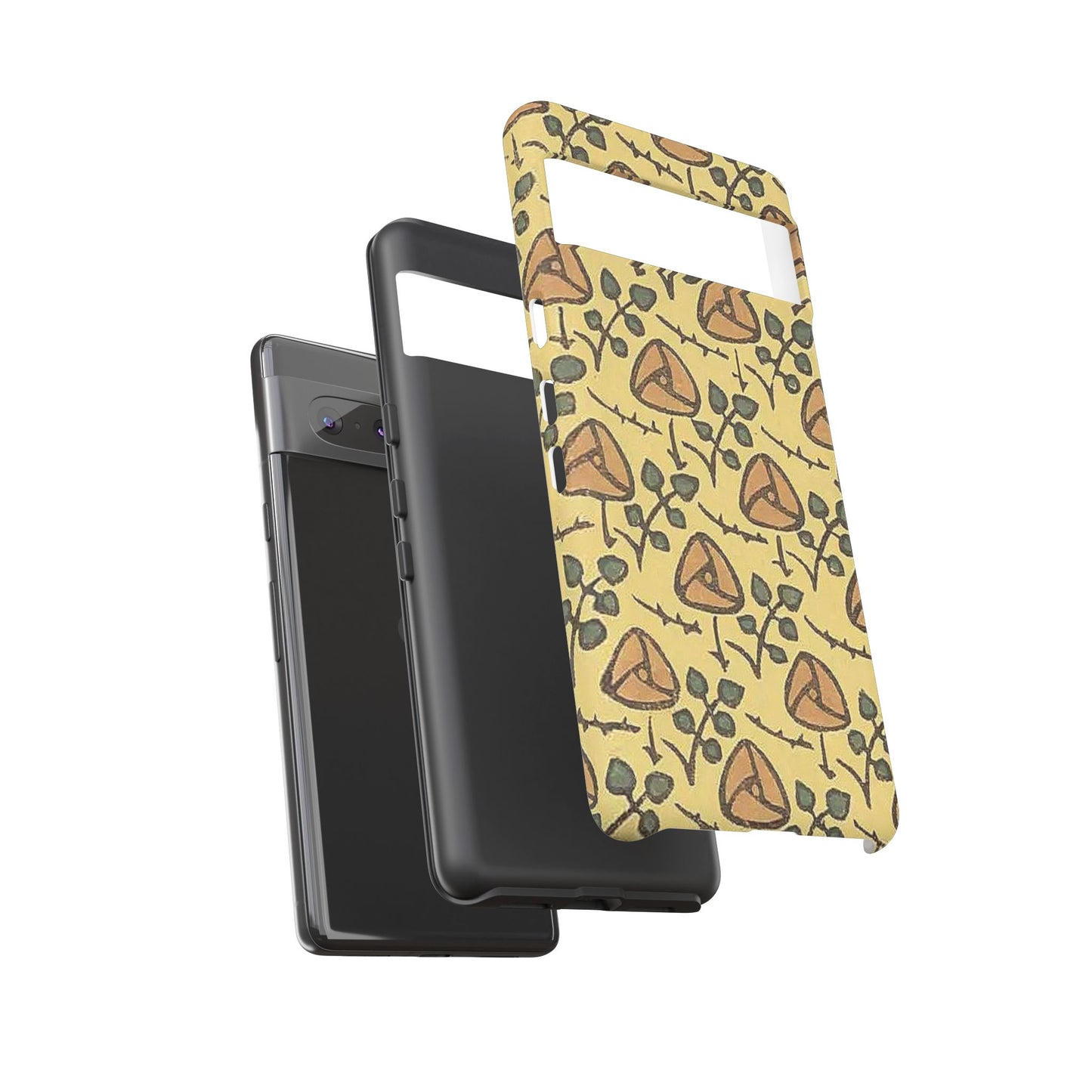 花柄タフスマホケース - 着物や帯で使用されている模様、アウトドア愛好家のためのヴィンテージナチュラルデザイン