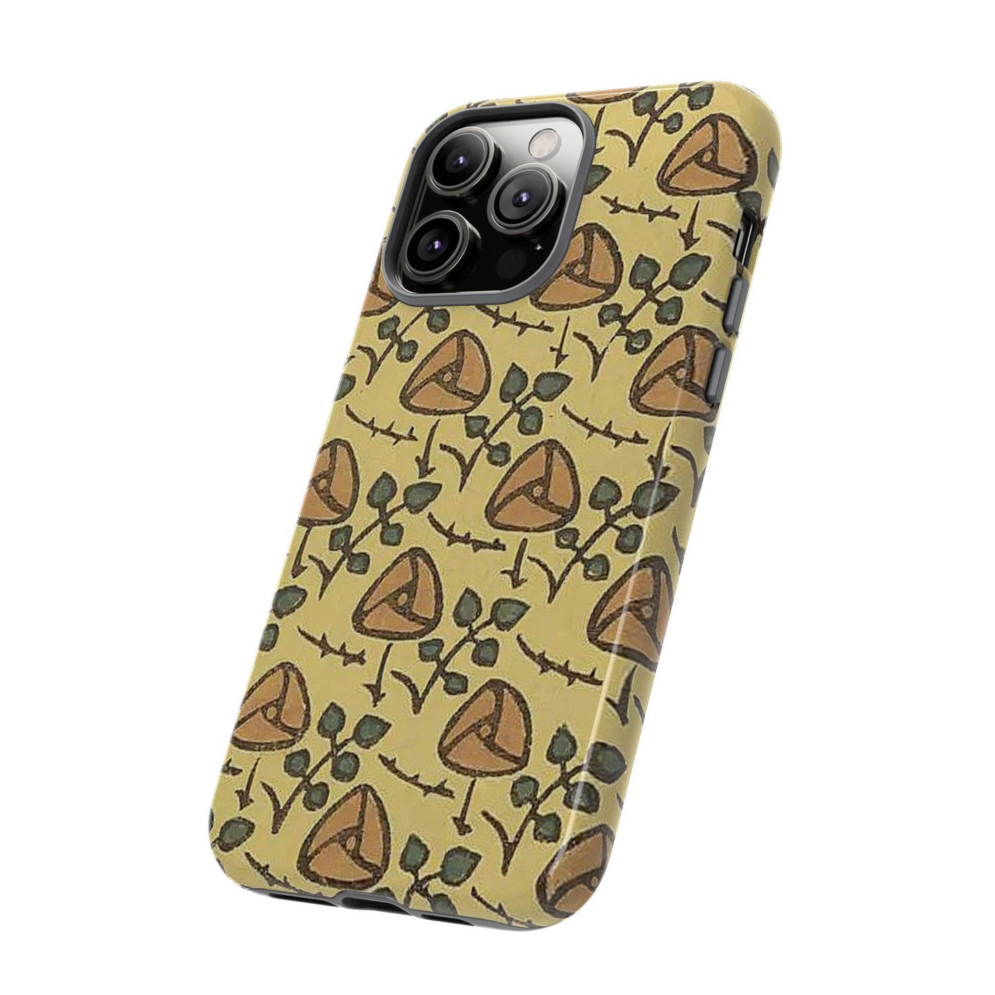 花柄タフスマホケース - 着物や帯で使用されている模様、アウトドア愛好家のためのヴィンテージナチュラルデザイン