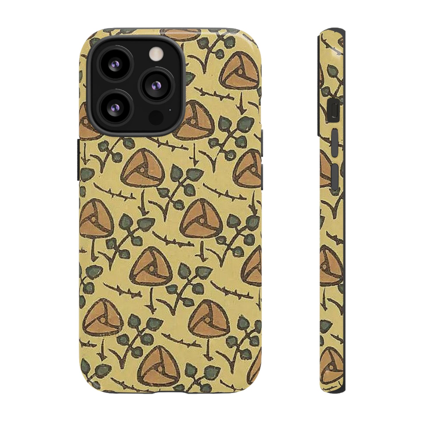 花柄タフスマホケース - 着物や帯で使用されている模様、アウトドア愛好家のためのヴィンテージナチュラルデザイン