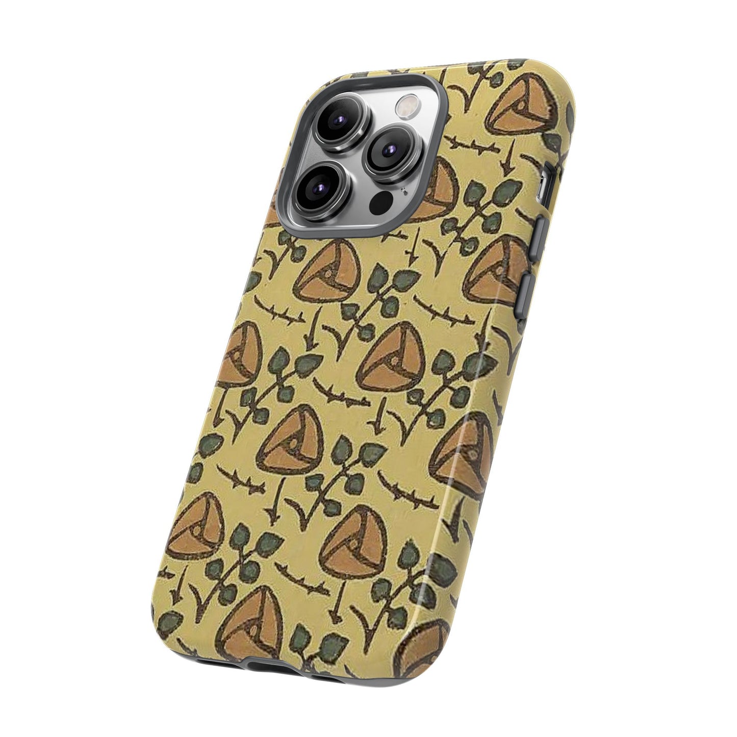 花柄タフスマホケース - 着物や帯で使用されている模様、アウトドア愛好家のためのヴィンテージナチュラルデザイン