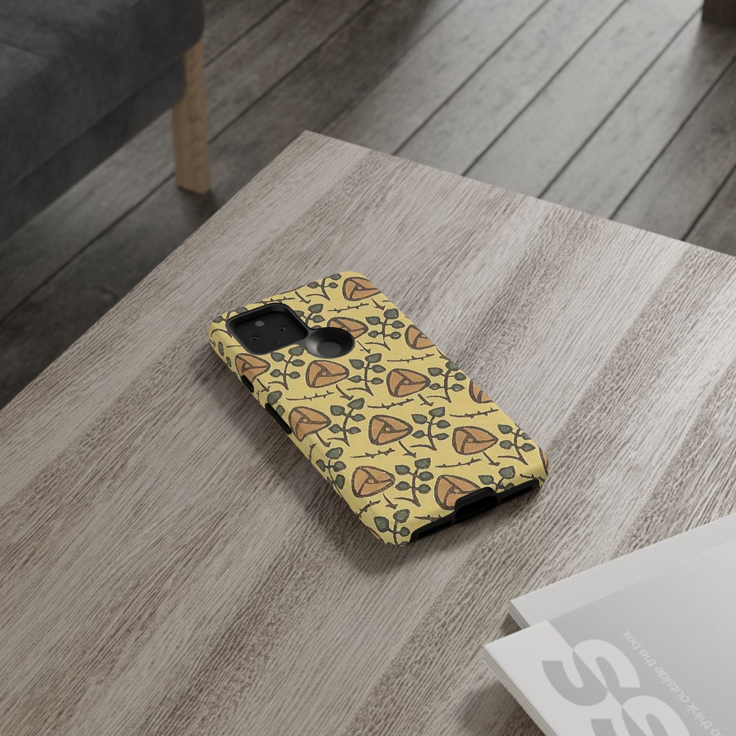 花柄タフスマホケース - 着物や帯で使用されている模様、アウトドア愛好家のためのヴィンテージナチュラルデザイン