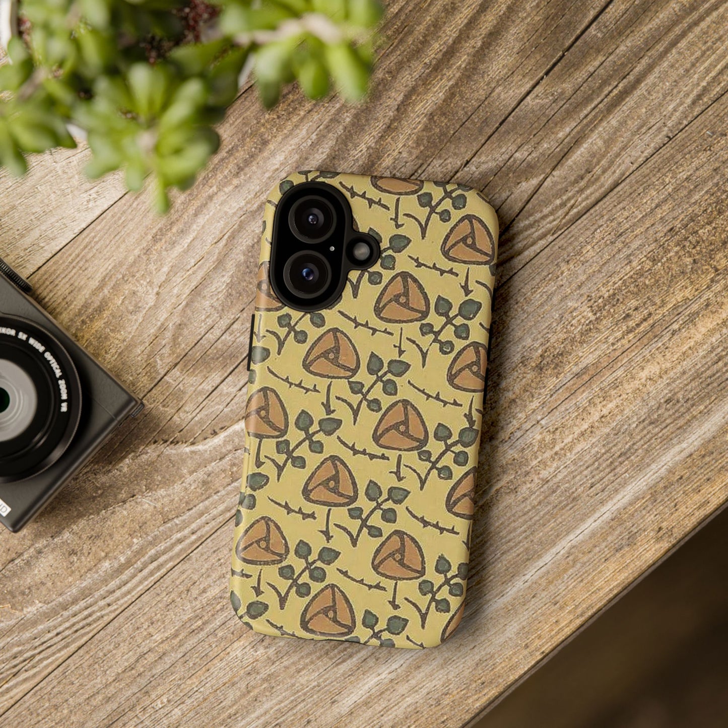 花柄タフスマホケース - 着物や帯で使用されている模様、アウトドア愛好家のためのヴィンテージナチュラルデザイン