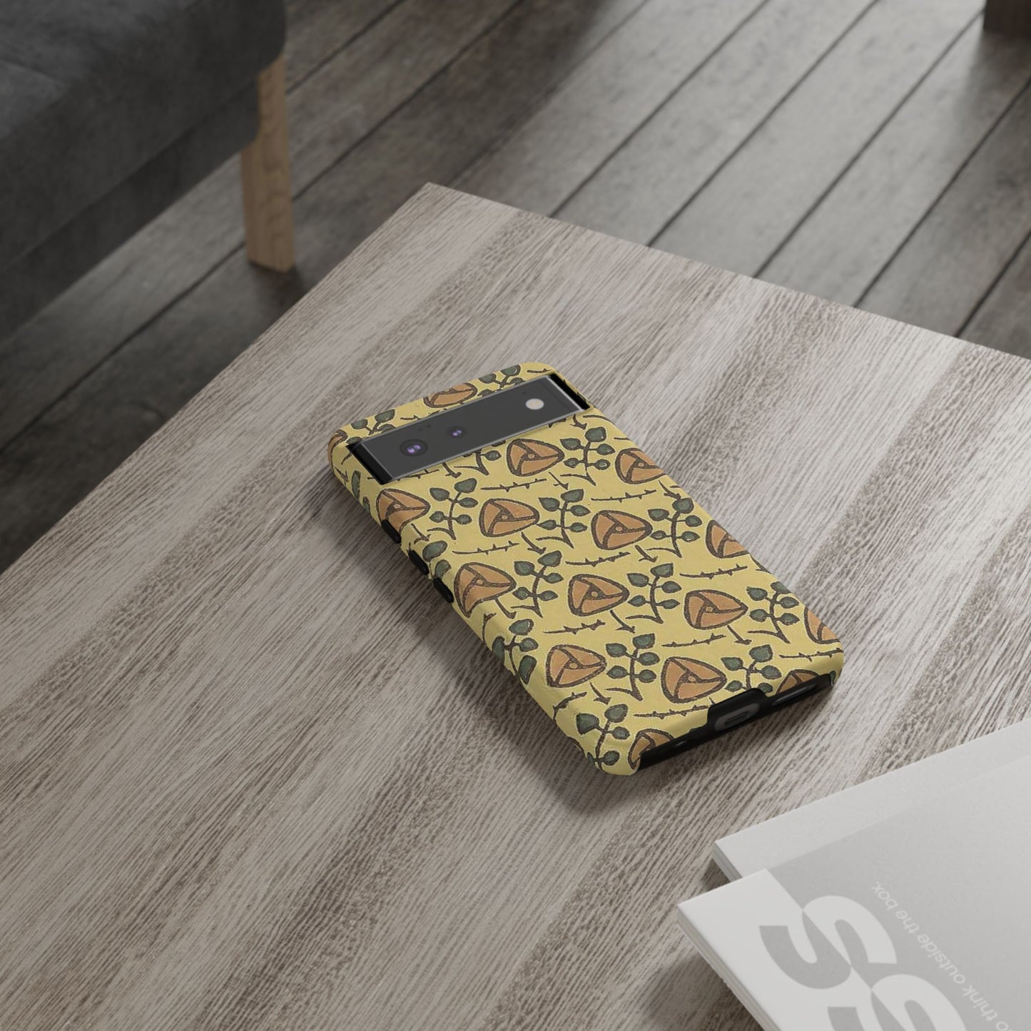 花柄タフスマホケース - 着物や帯で使用されている模様、アウトドア愛好家のためのヴィンテージナチュラルデザイン