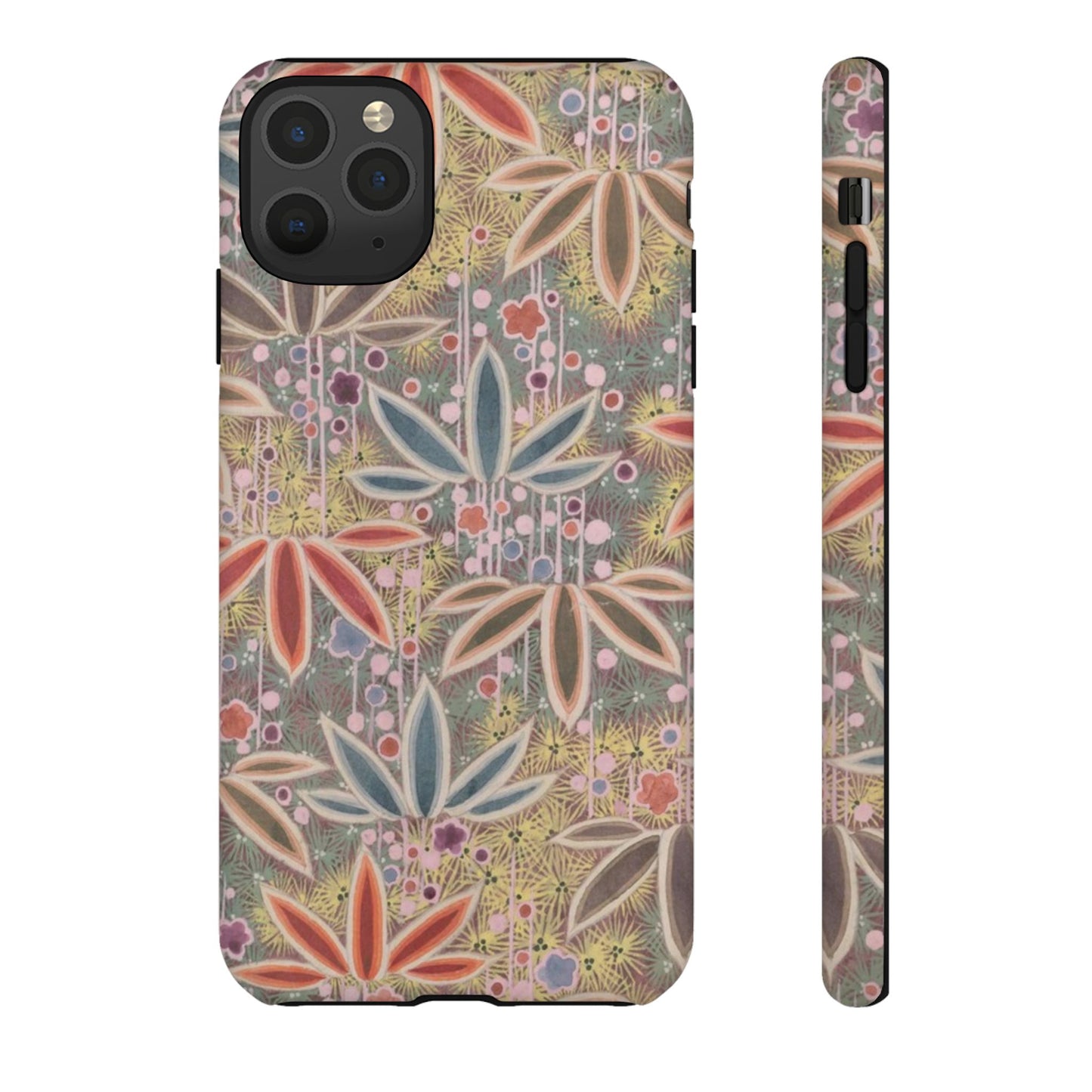 和柄、日本の伝統文様、植物柄、着物や帯などに用いられた模様のスマホケース