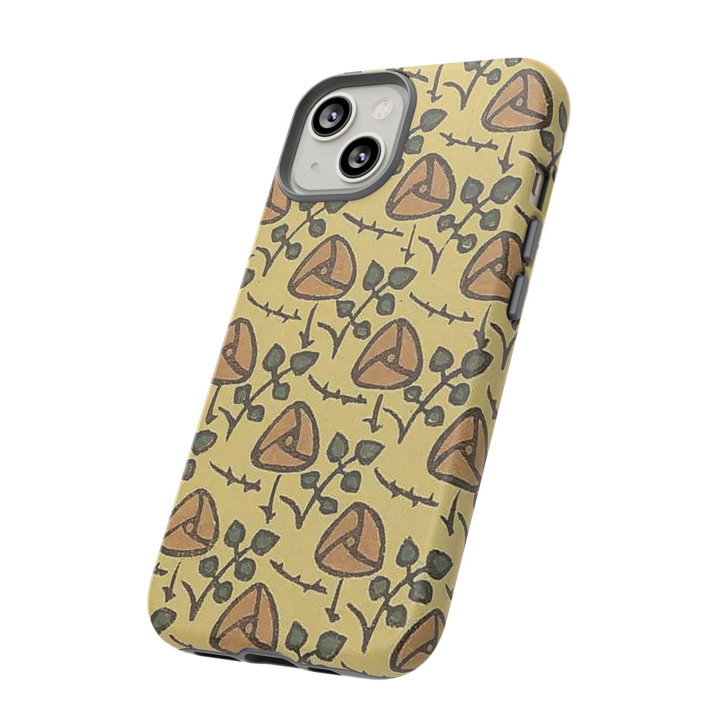 花柄タフスマホケース - 着物や帯で使用されている模様、アウトドア愛好家のためのヴィンテージナチュラルデザイン