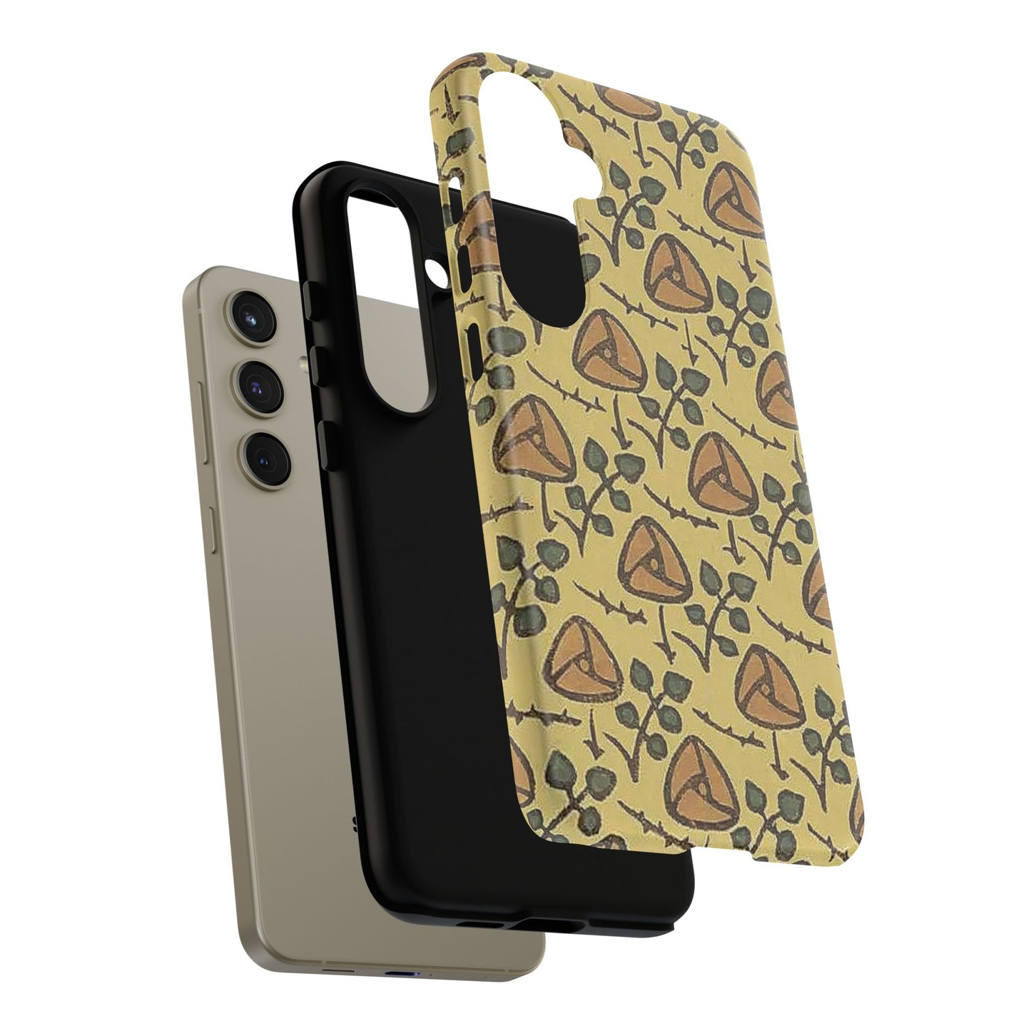 花柄タフスマホケース - 着物や帯で使用されている模様、アウトドア愛好家のためのヴィンテージナチュラルデザイン