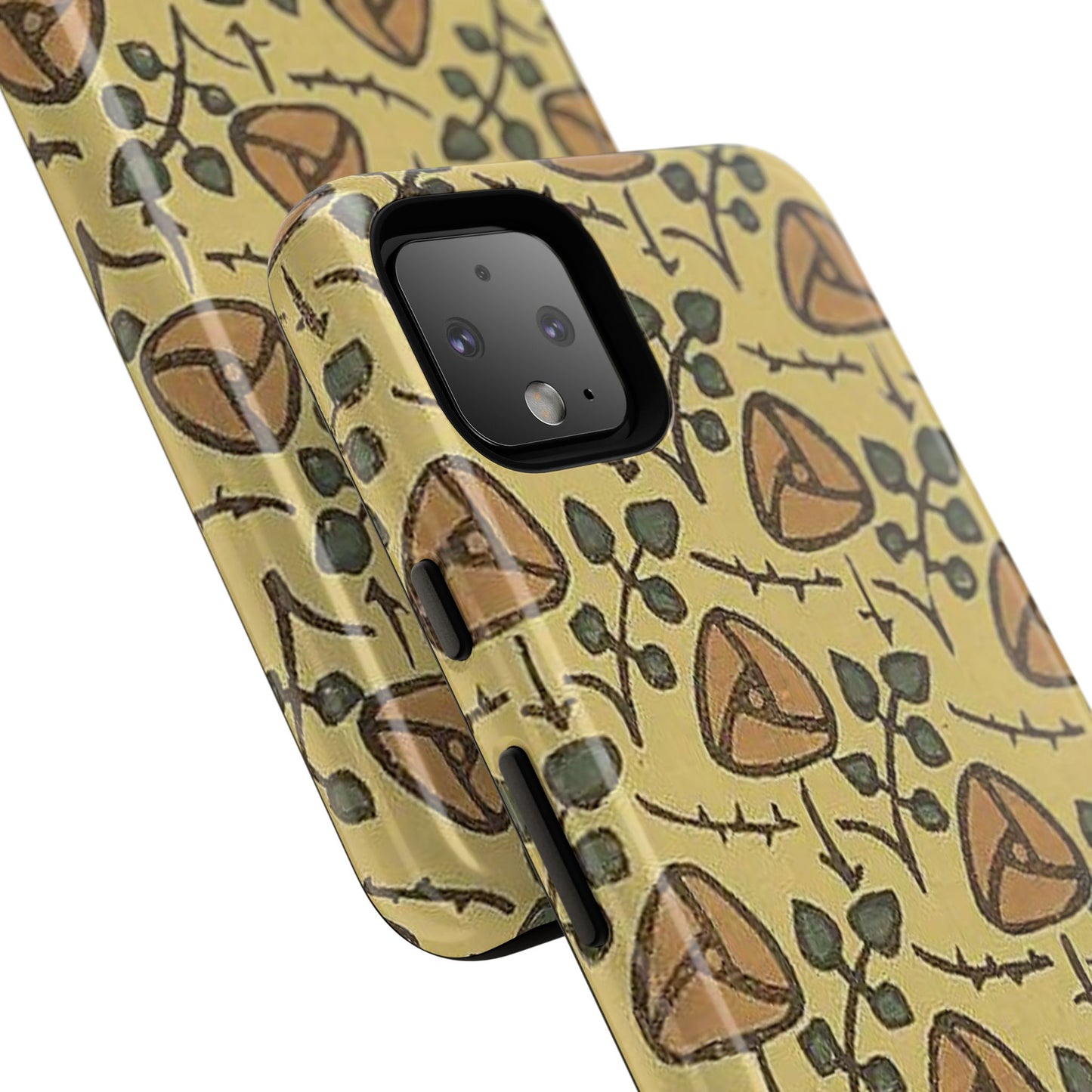 花柄タフスマホケース - 着物や帯で使用されている模様、アウトドア愛好家のためのヴィンテージナチュラルデザイン