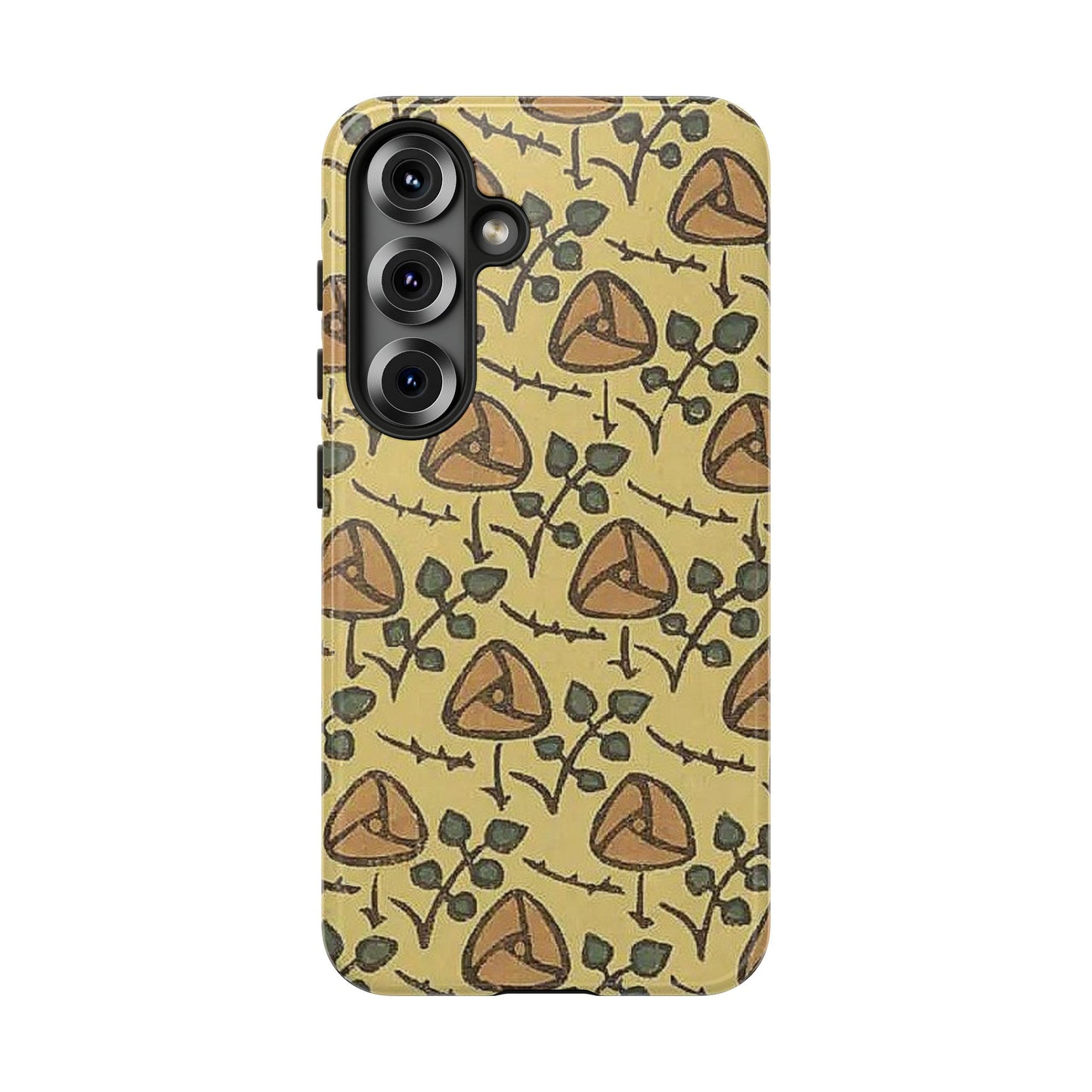 花柄タフスマホケース - 着物や帯で使用されている模様、アウトドア愛好家のためのヴィンテージナチュラルデザイン