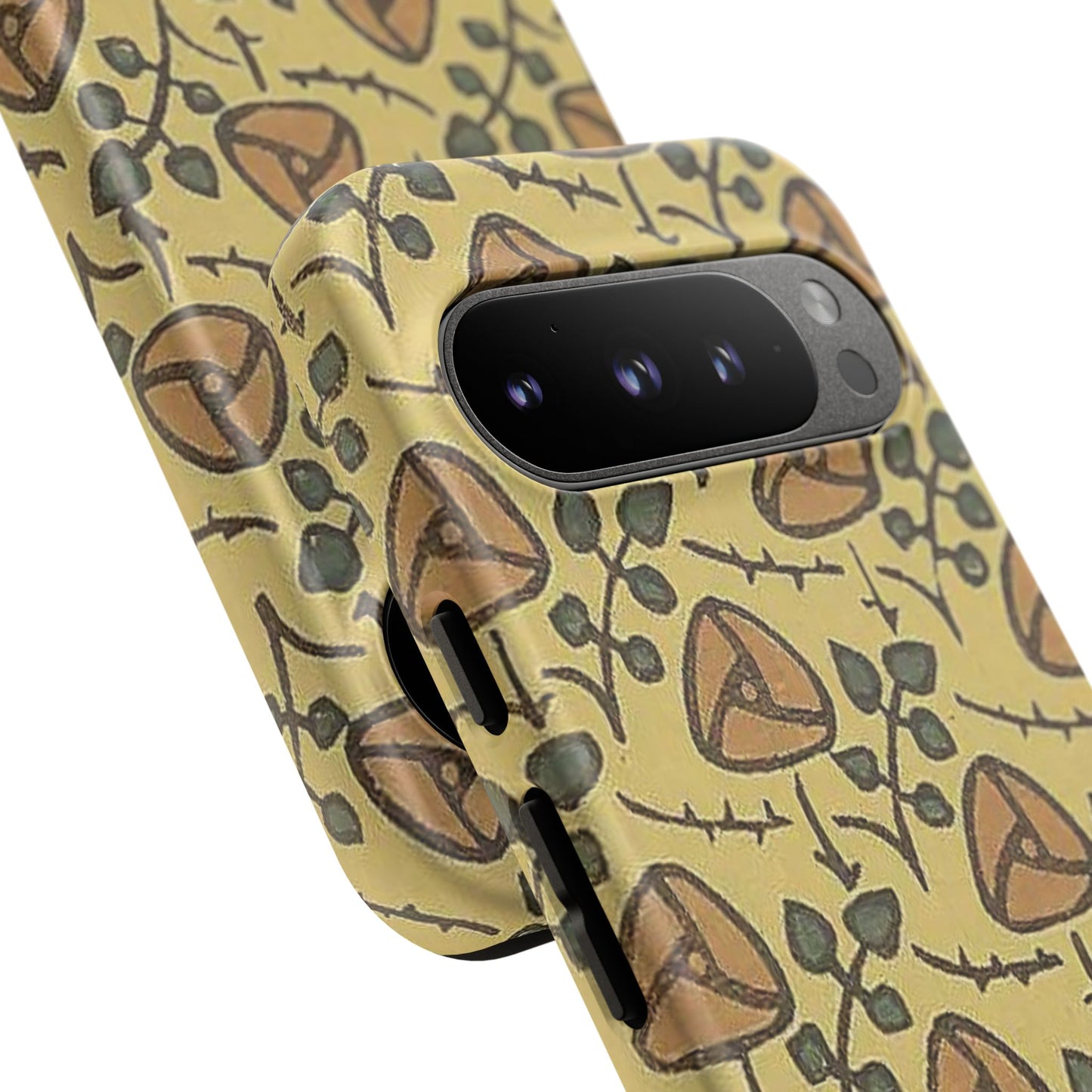 花柄タフスマホケース - 着物や帯で使用されている模様、アウトドア愛好家のためのヴィンテージナチュラルデザイン
