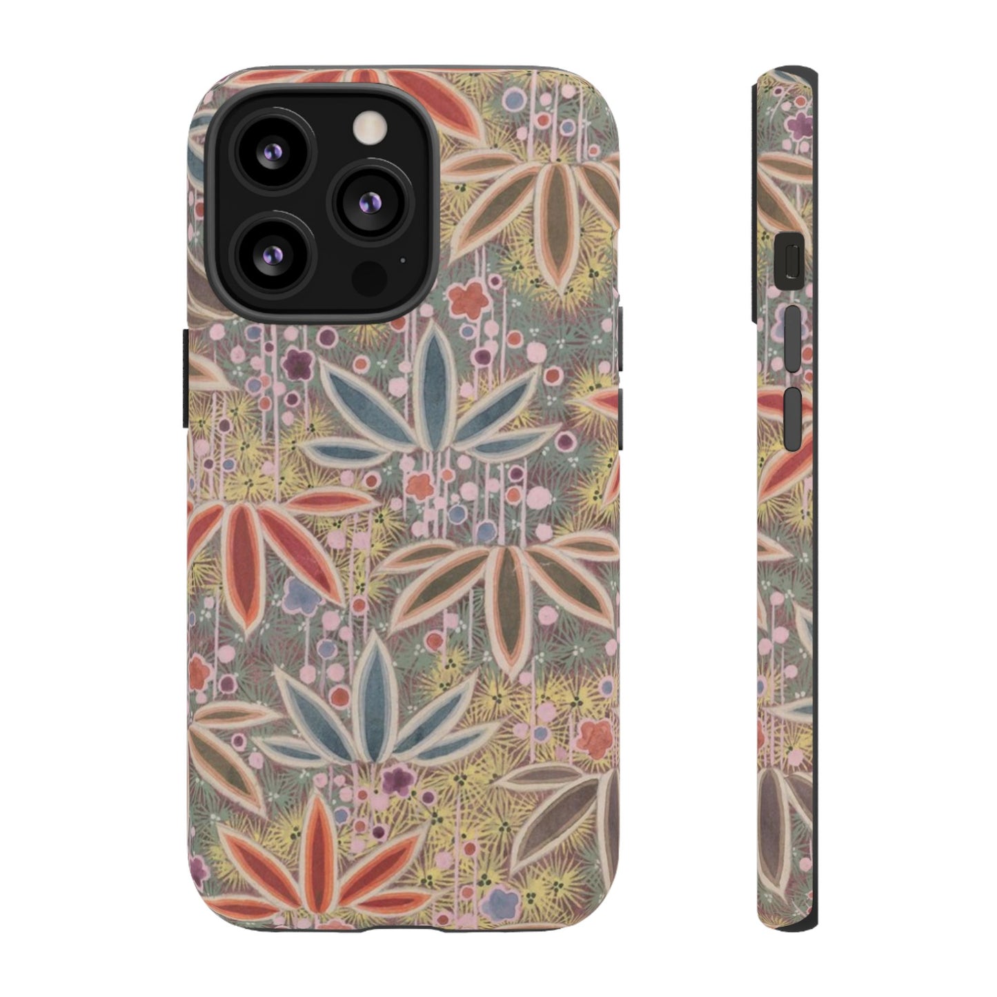 和柄、日本の伝統文様、植物柄、着物や帯などに用いられた模様のスマホケース