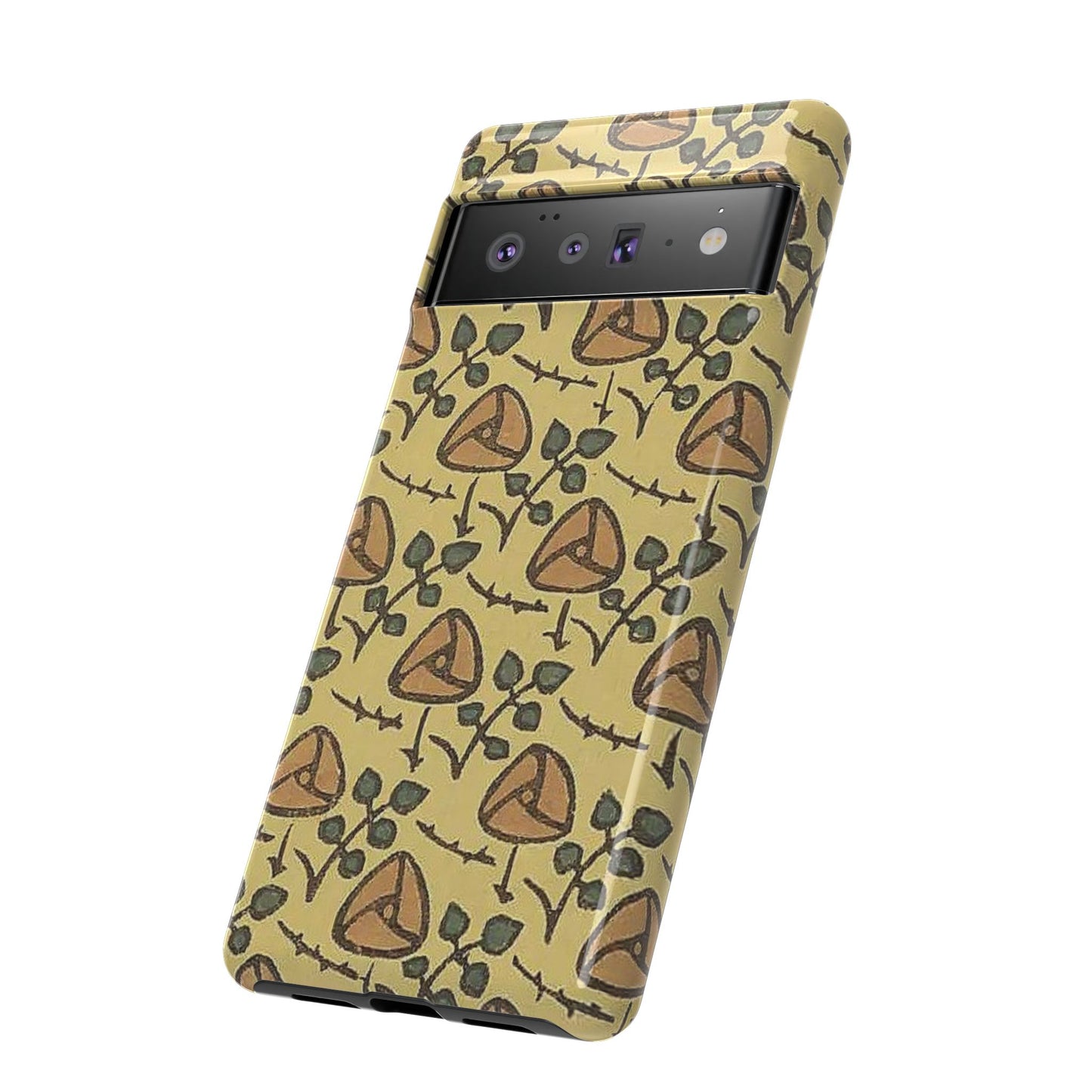 花柄タフスマホケース - 着物や帯で使用されている模様、アウトドア愛好家のためのヴィンテージナチュラルデザイン