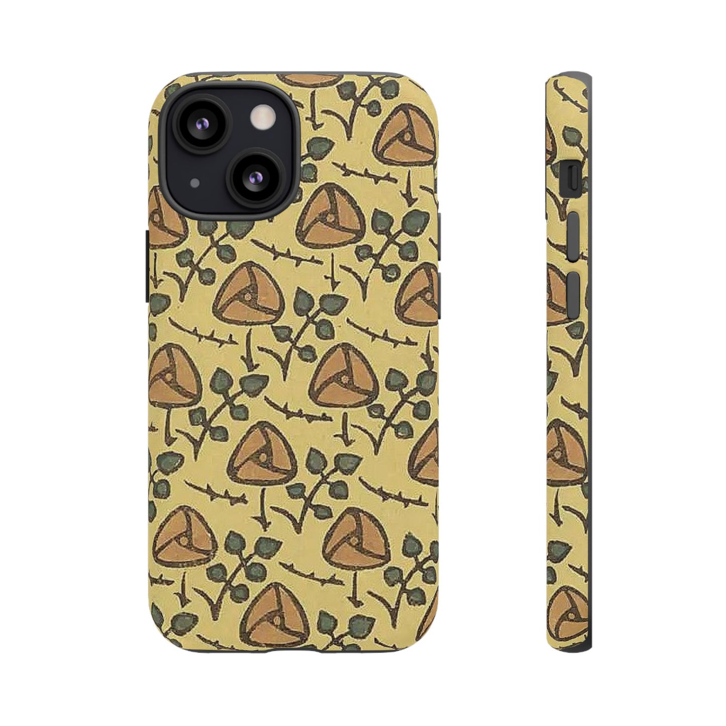 花柄タフスマホケース - 着物や帯で使用されている模様、アウトドア愛好家のためのヴィンテージナチュラルデザイン