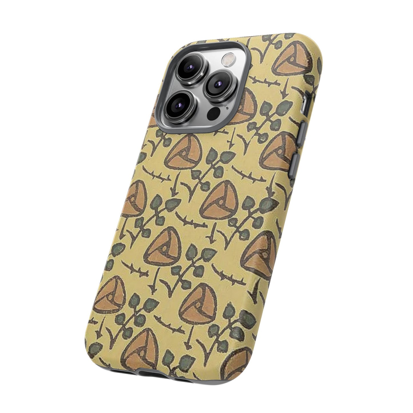 花柄タフスマホケース - 着物や帯で使用されている模様、アウトドア愛好家のためのヴィンテージナチュラルデザイン