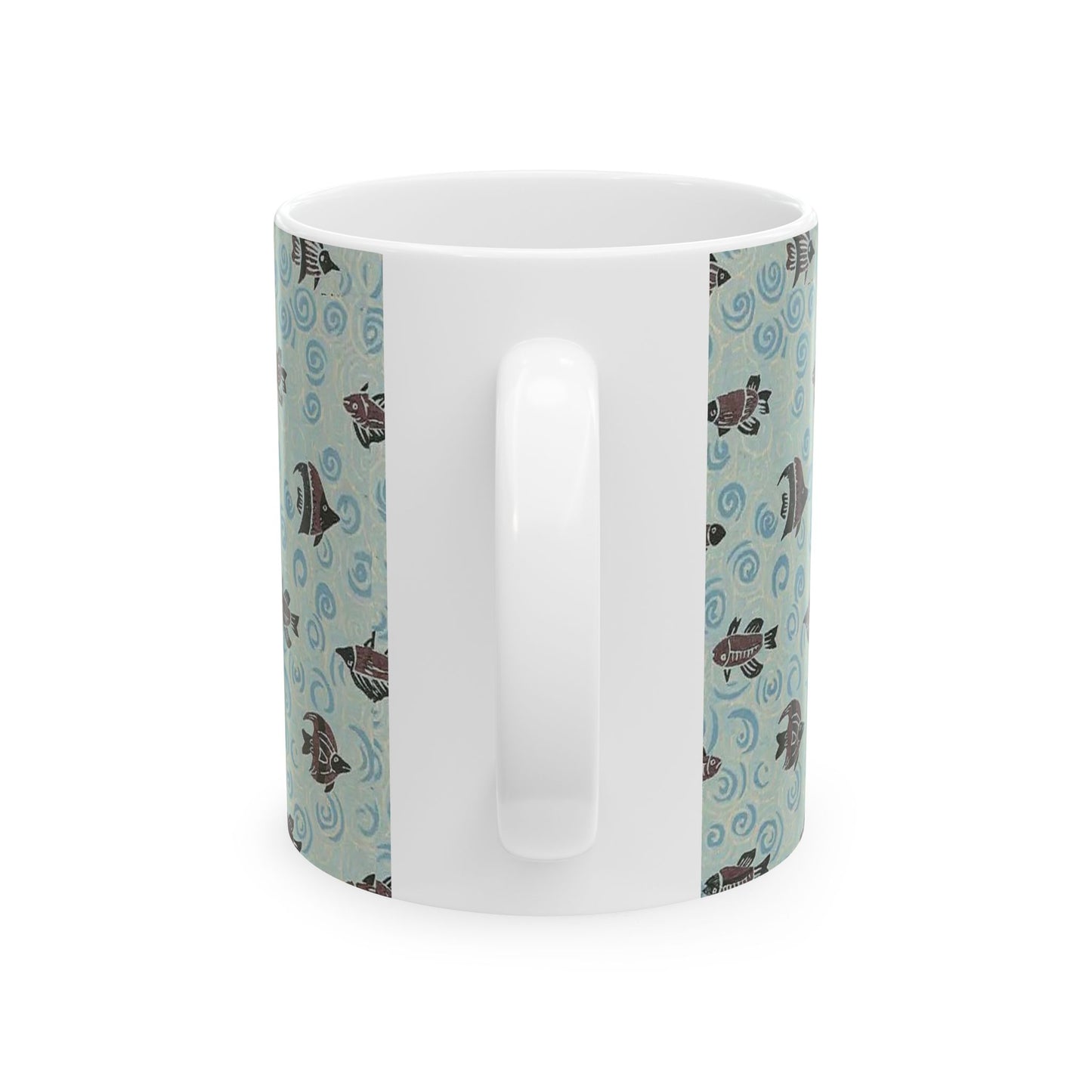 Japanese patterns, traditional Japanese patterns Ocean Waves Fish Ceramic Mug - 11oz & 15oz Coffee Cup for Sea Lovers