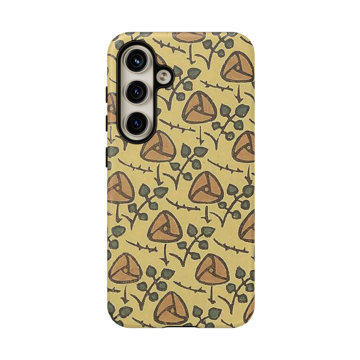 花柄タフスマホケース - 着物や帯で使用されている模様、アウトドア愛好家のためのヴィンテージナチュラルデザイン