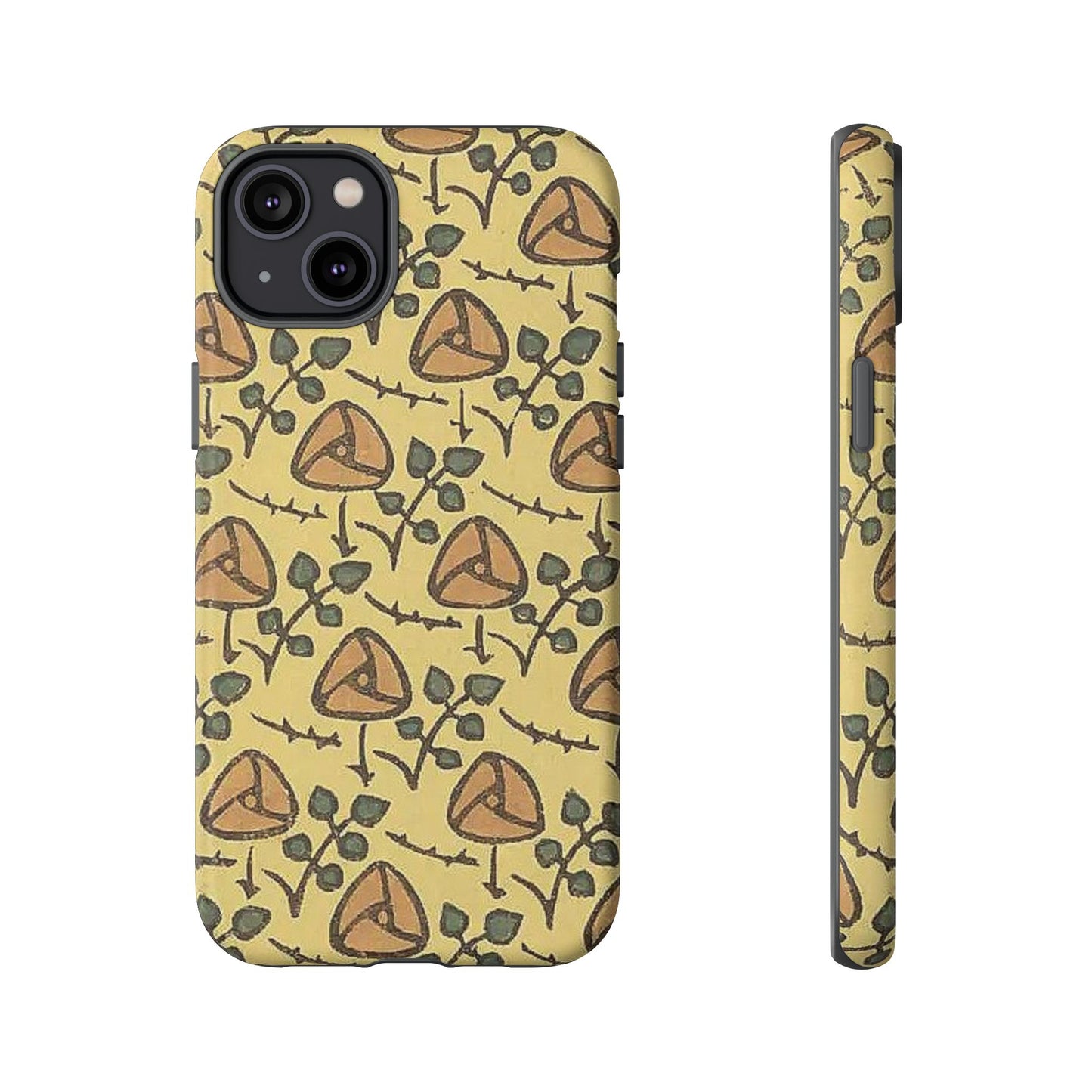 花柄タフスマホケース - 着物や帯で使用されている模様、アウトドア愛好家のためのヴィンテージナチュラルデザイン