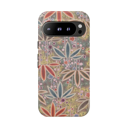 和柄、日本の伝統文様、植物柄、着物や帯などに用いられた模様のスマホケース
