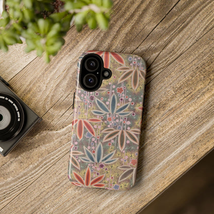 和柄、日本の伝統文様、植物柄、着物や帯などに用いられた模様のスマホケース