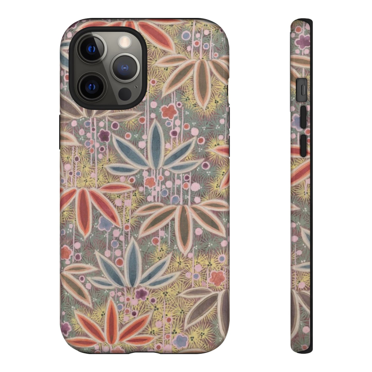 和柄、日本の伝統文様、植物柄、着物や帯などに用いられた模様のスマホケース