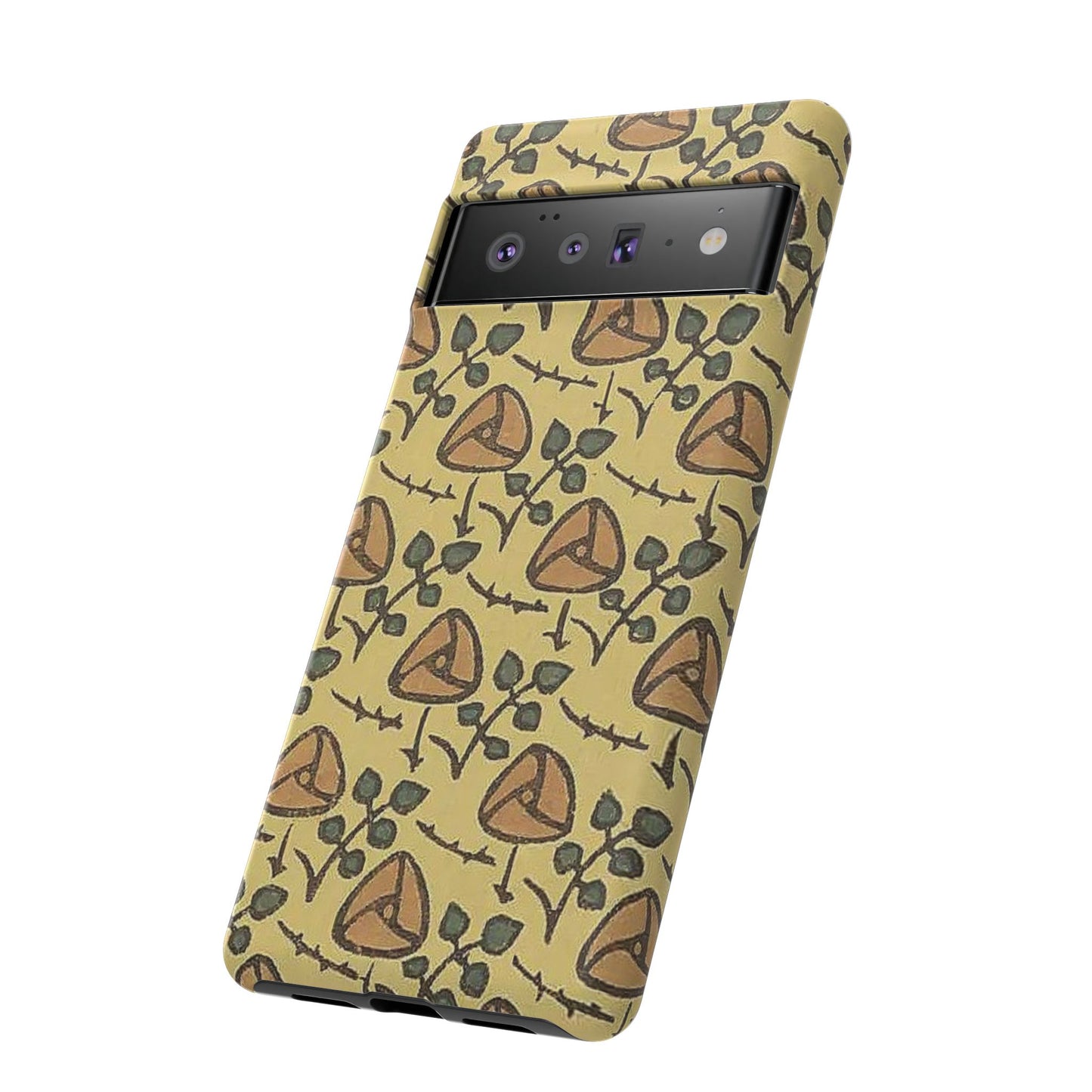 花柄タフスマホケース - 着物や帯で使用されている模様、アウトドア愛好家のためのヴィンテージナチュラルデザイン