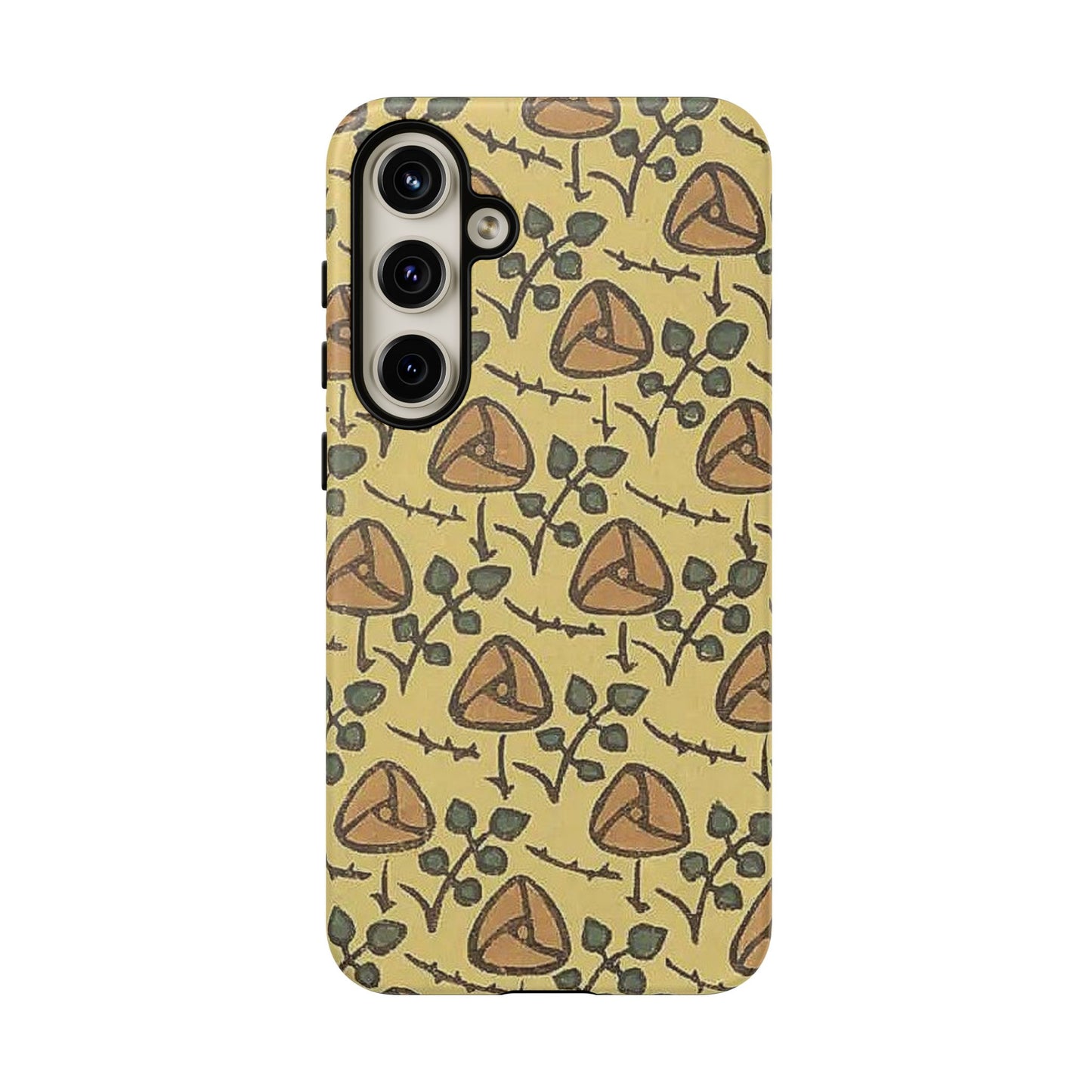 花柄タフスマホケース - 着物や帯で使用されている模様、アウトドア愛好家のためのヴィンテージナチュラルデザイン