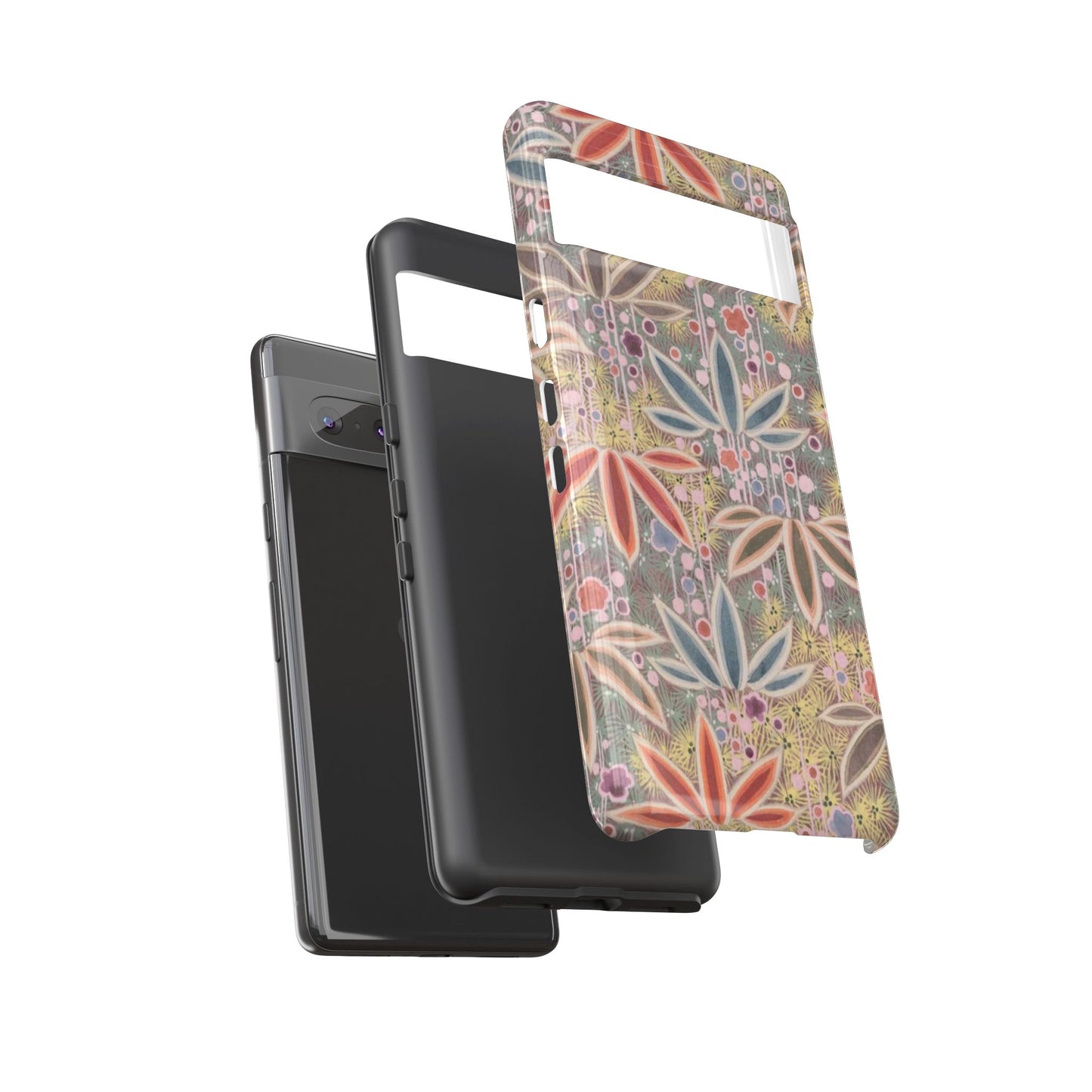 和柄、日本の伝統文様、植物柄、着物や帯などに用いられた模様のスマホケース