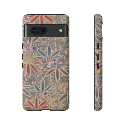 和柄、日本の伝統文様、植物柄、着物や帯などに用いられた模様のスマホケース