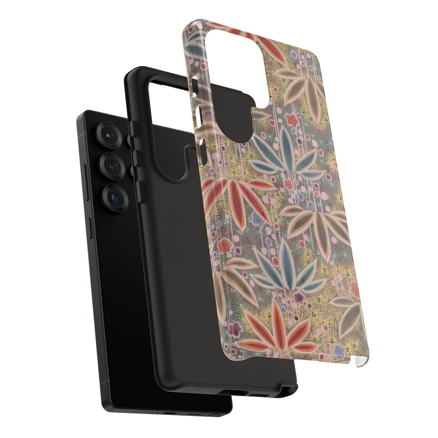 和柄、日本の伝統文様、植物柄、着物や帯などに用いられた模様のスマホケース