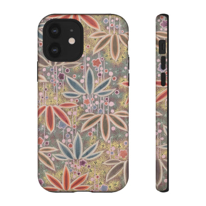 和柄、日本の伝統文様、植物柄、着物や帯などに用いられた模様のスマホケース